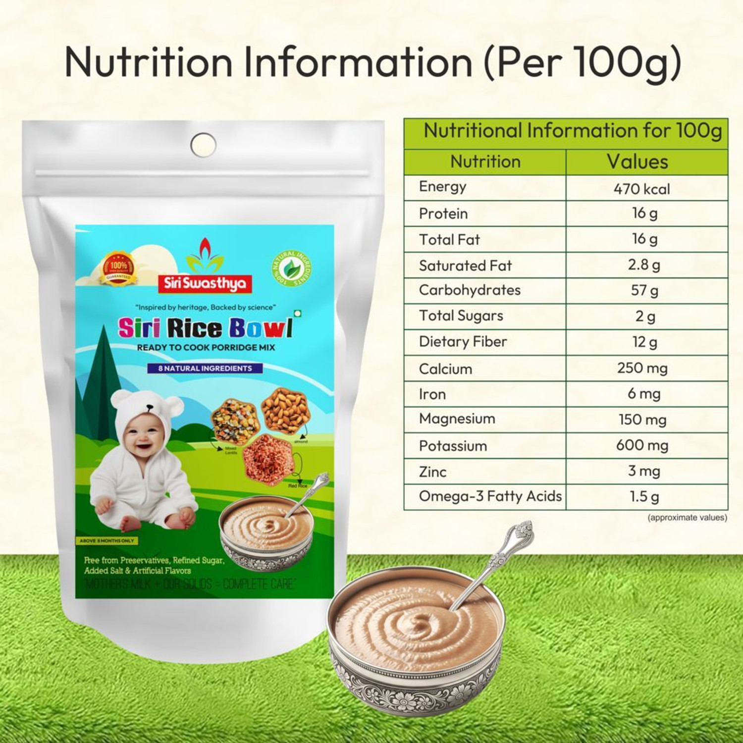Image of SiriSwasthya Rice Bowl | Rice Cereal| Rice Kichdi| dryfruit rich| 0 Preservatives Cereal