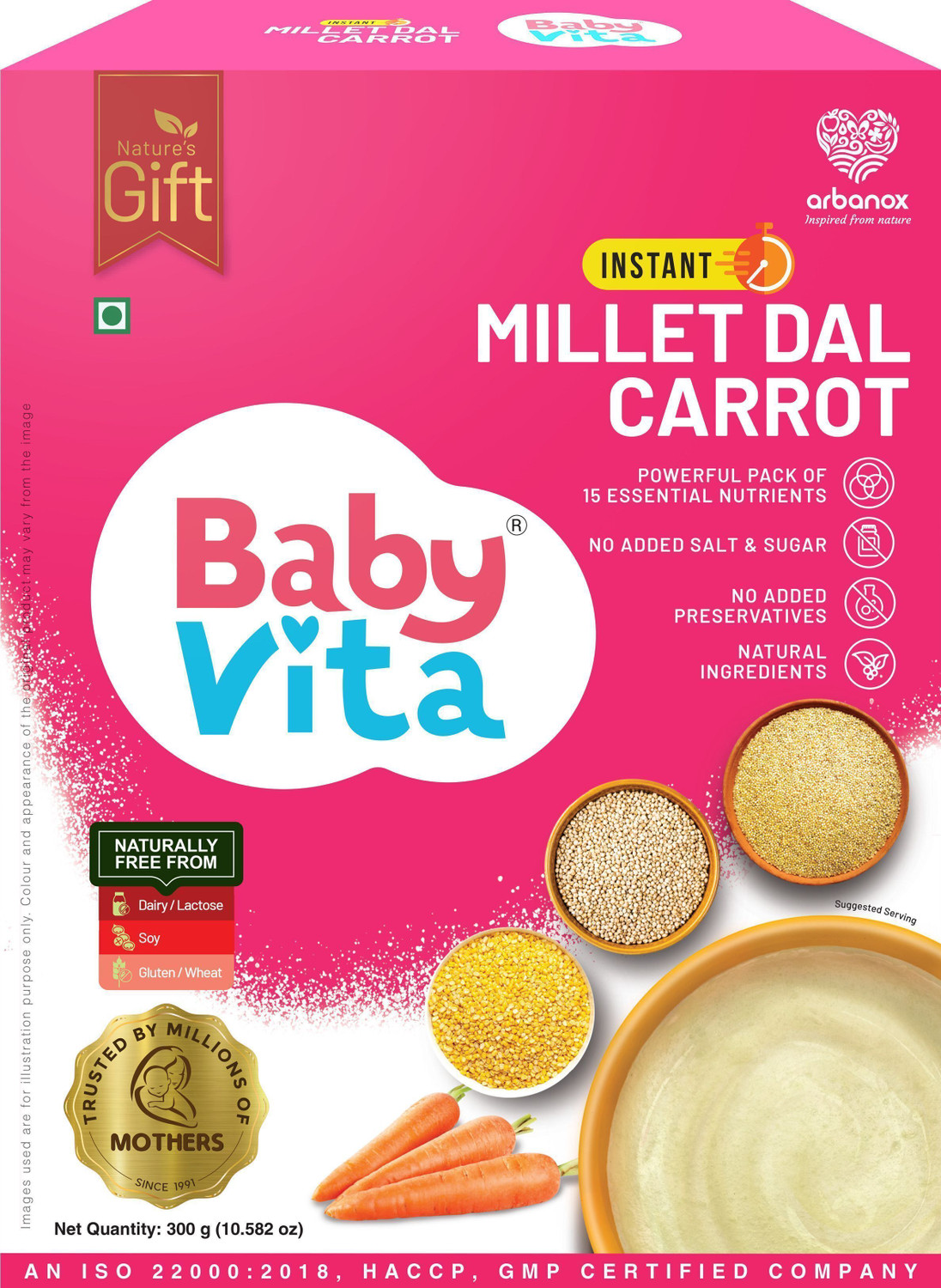 Image of Babyvita Millet Dal Carrot Mix |No Added Salt /Sugar|Expert-Developed Cereal