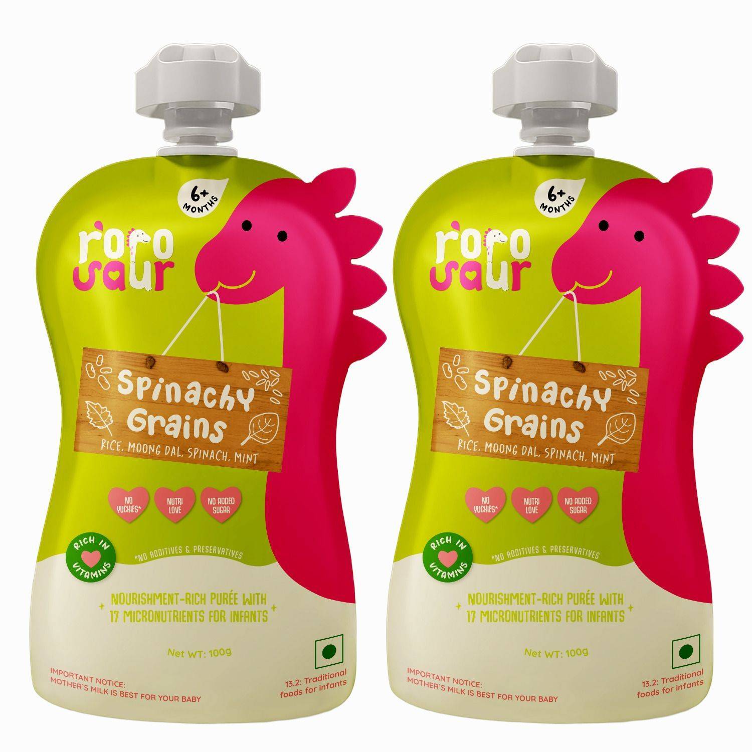 Rorosaur Baby Food -Spinachy Grains, Ready to Eat Cereal & Porrid