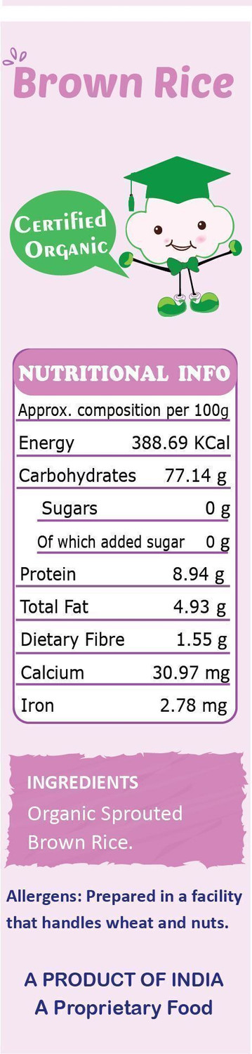 Image of TummyFriendly Foods USDA Certified 100% Organic Sprouted Brown Rice Porridge Mix | Organic Baby Food for 6 Months Old | Excellent Weight Gain Baby Food| Made of Sprouted Whole Grain Brown Rice | 200g Cereal