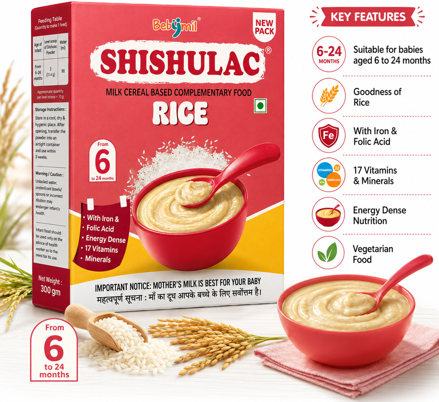 Image of SHISHULAC Rice Baby Cereal with Iron & Folic Acid Cereal