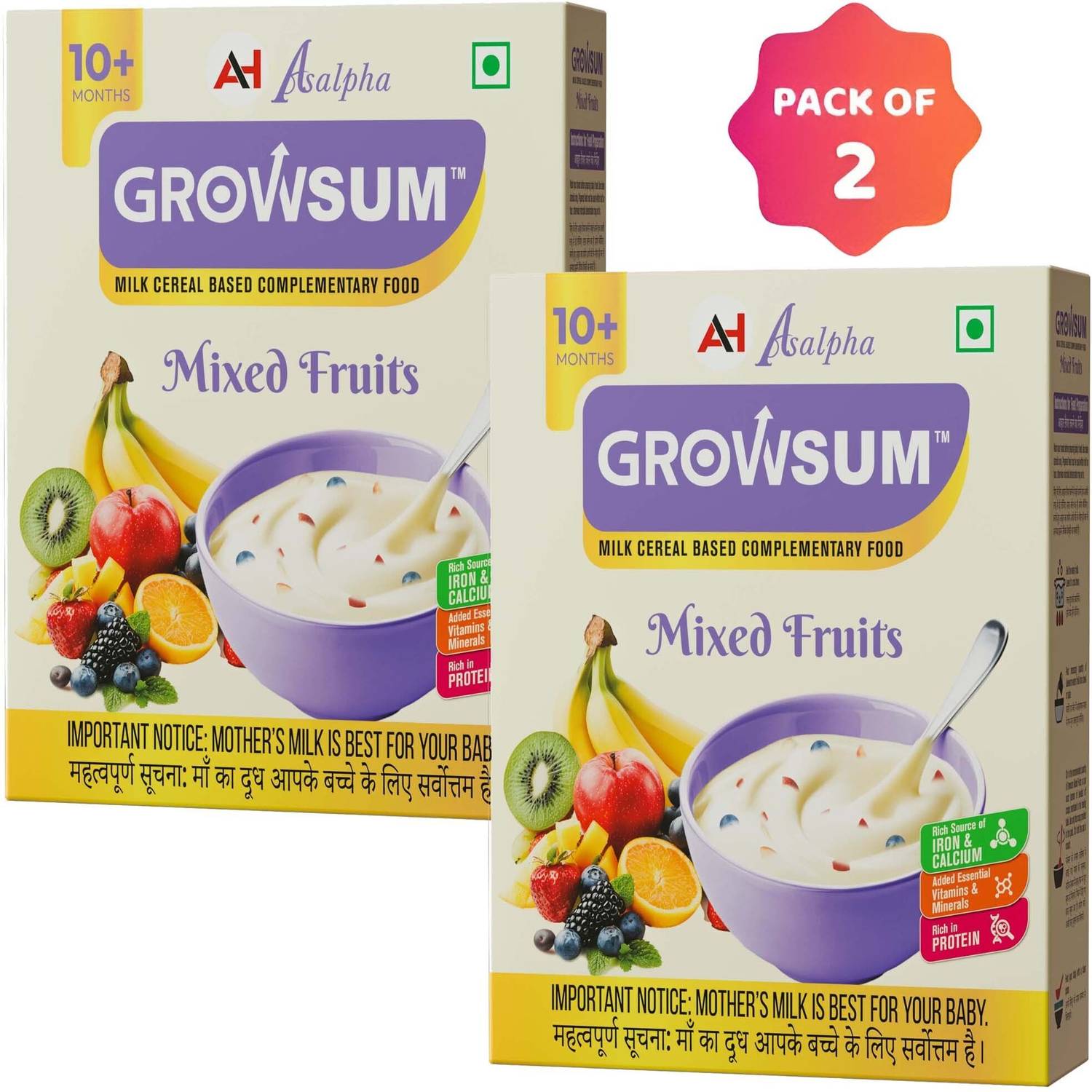 GROWSUMS MIXED FRUITS Cereal (300 g, Pack of 2, 10+ Months)