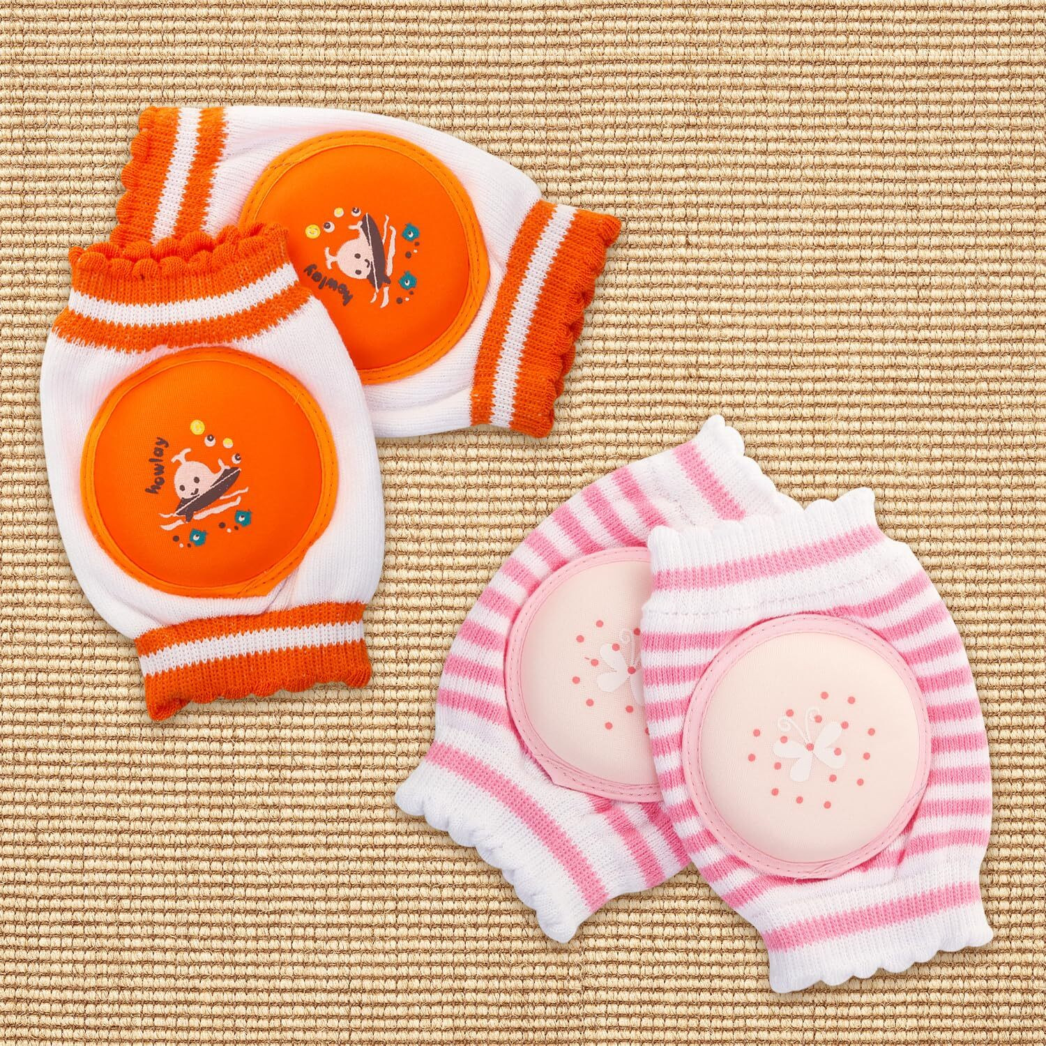 Image of MeeMee Soft Baby Knee /Elbow Pads Pink, Orange Baby Knee Pads