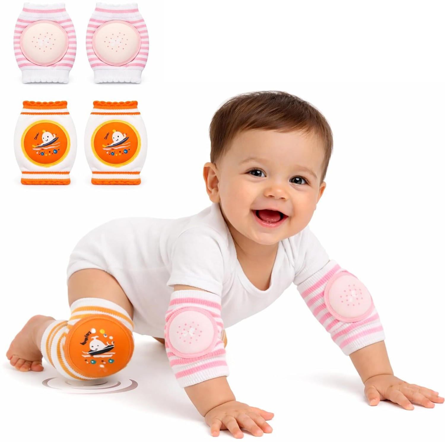 Image of MeeMee Soft Baby Knee /Elbow Pads Pink, Orange Baby Knee Pads