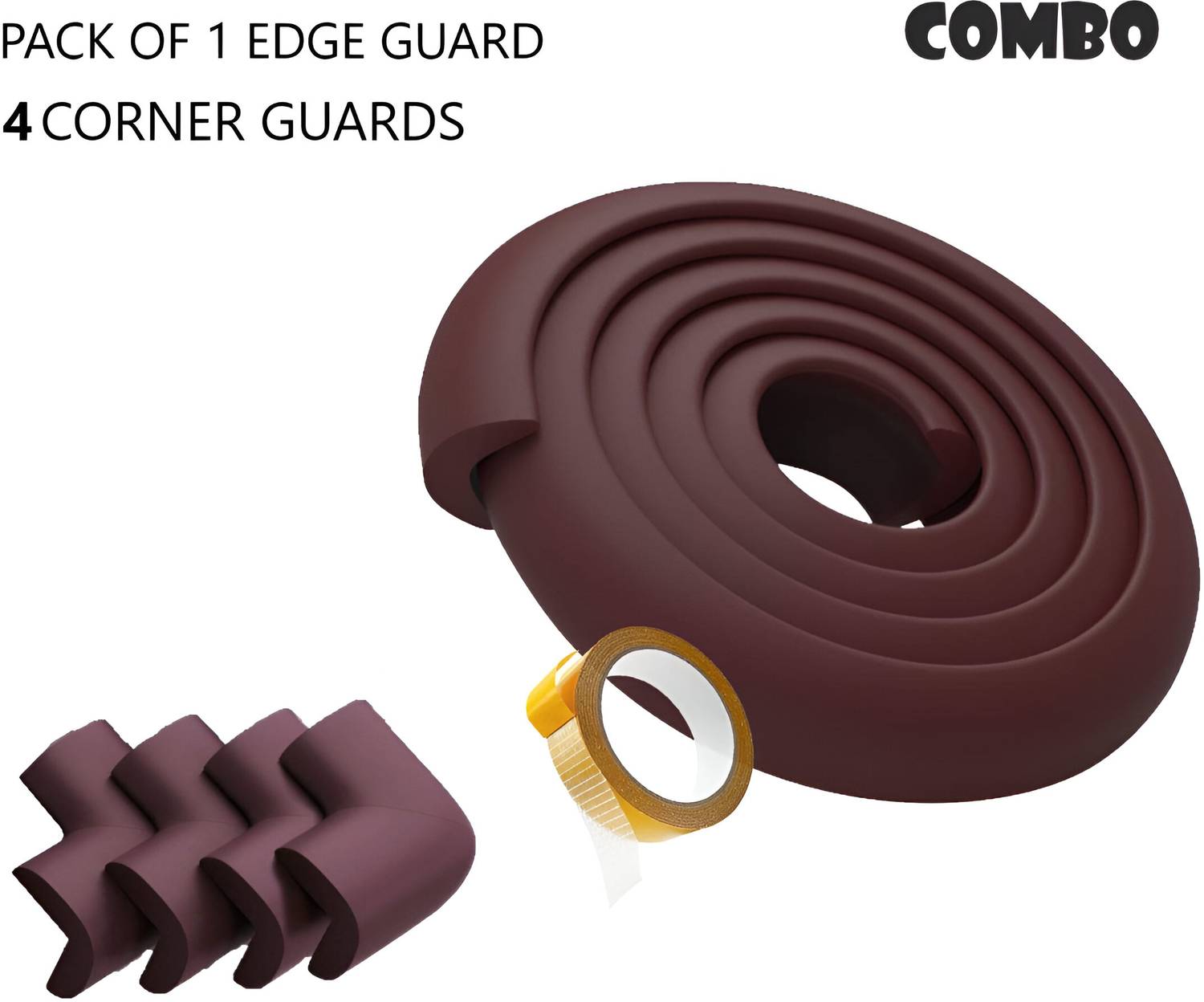 Giggli Baby Safety Edge & Corner Guard Set – 1 Edge Guard (2M) + 4 Corner Guards