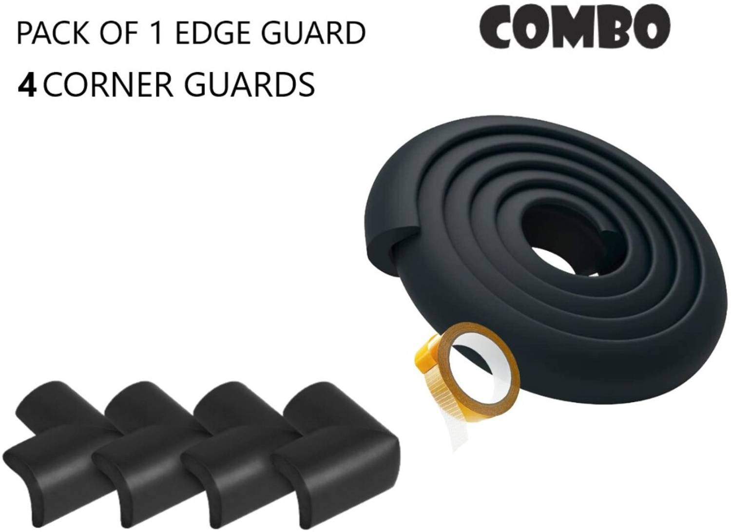 Giggli Baby Safety Edge & Corner Guard Set – 1 Edge Guard (2M) + 4 Corner Guards