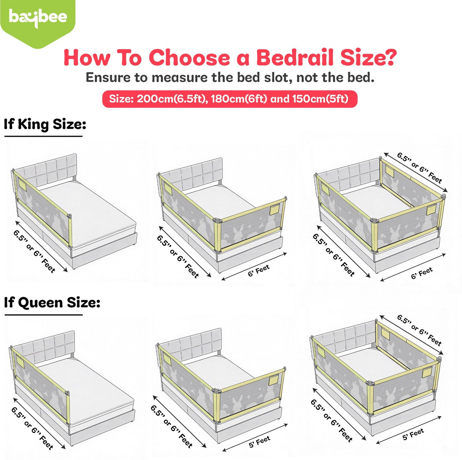 Image of baybee Bed Rail Guard Baby for Safety | Bed Side Protector for Baby (5Ft, 1 Side)