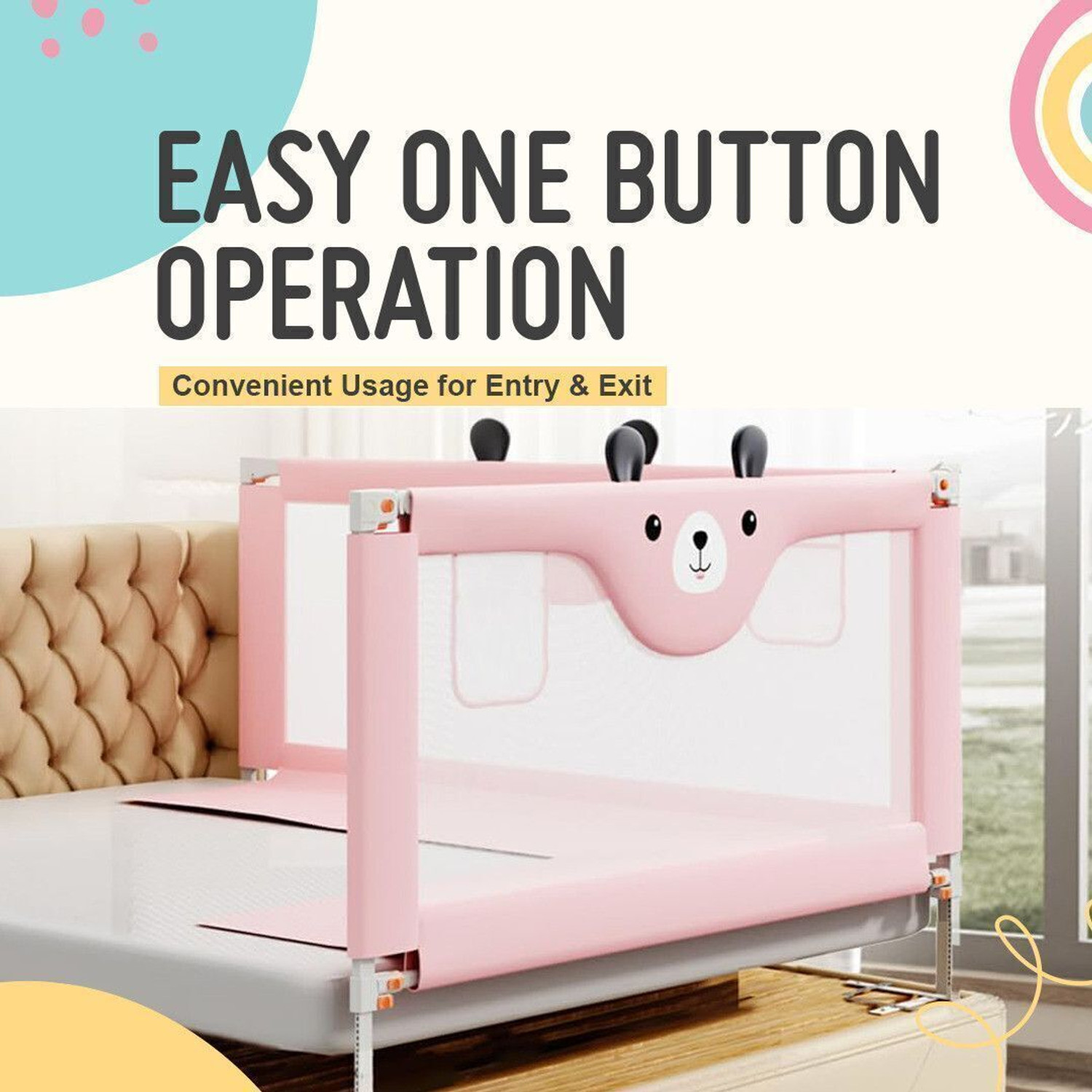 Image of Safe-o-kid 3 Side Baby Bed Rail with 1-Year Warranty 6Ft /182CM Bed railing for baby safety