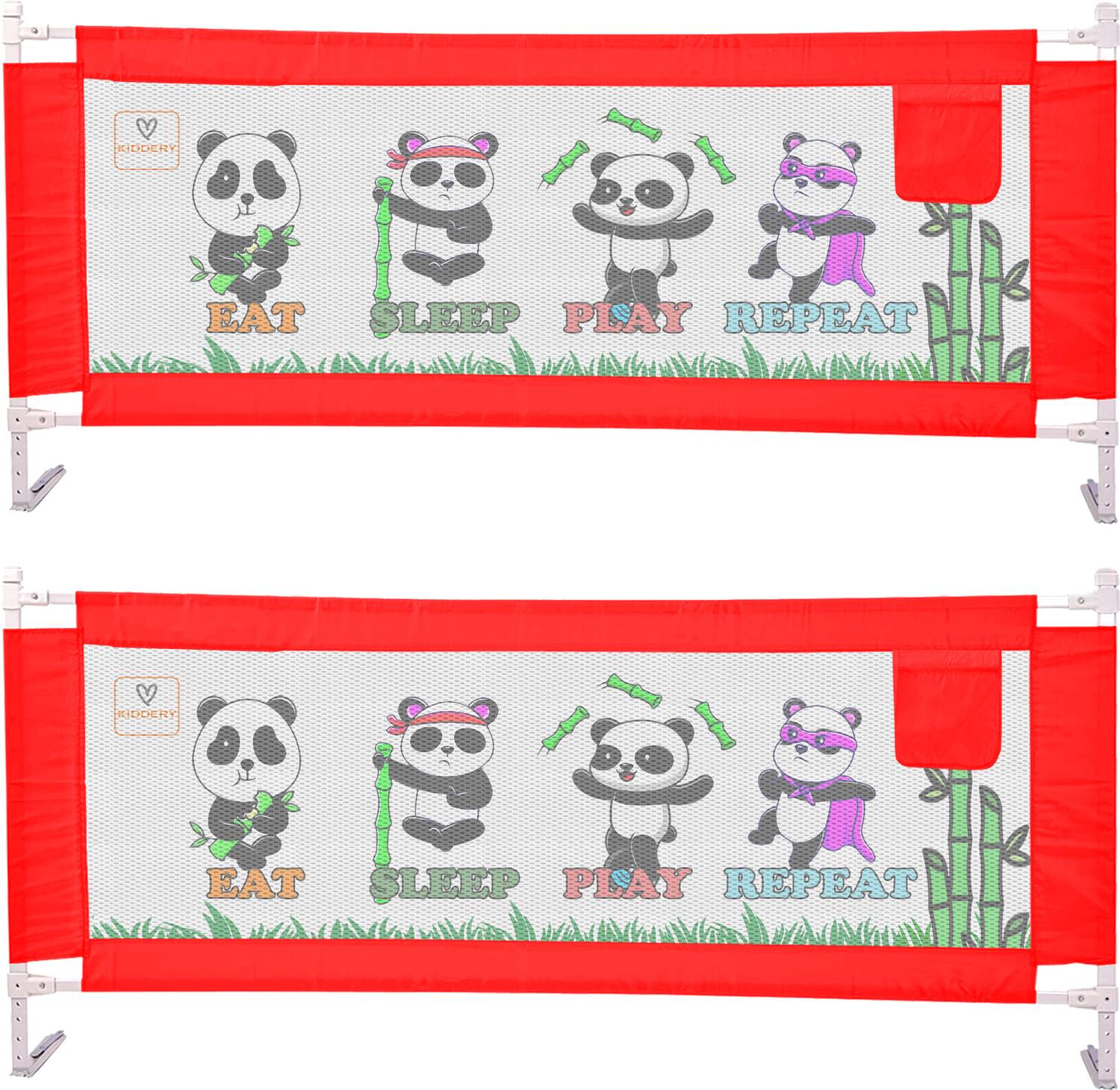 KIDDERY Bed Rails for Baby Toddler Safety Adjustable Height Red