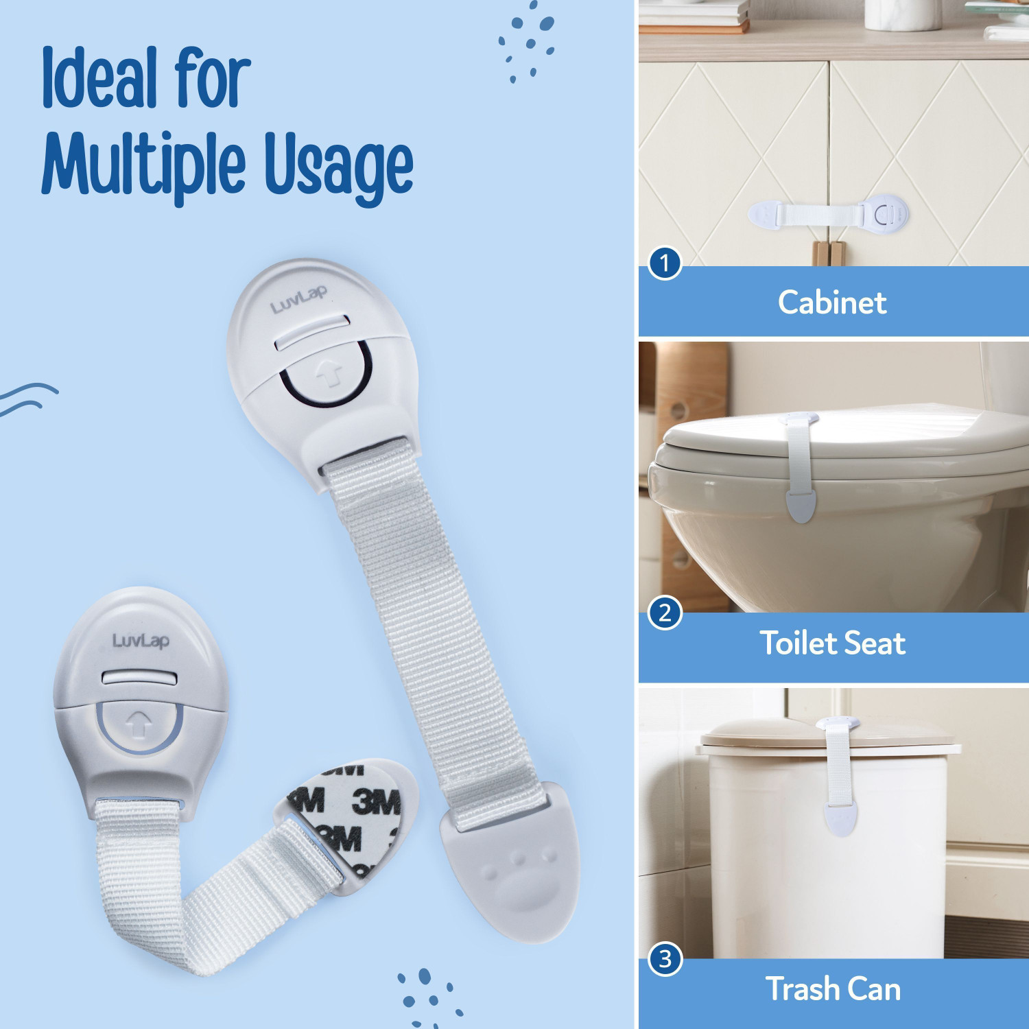 Image of LuvLap Baby Safety Furniture Locks, Pack of 10 ; Adjustable and Flexible with 3M Adhesive