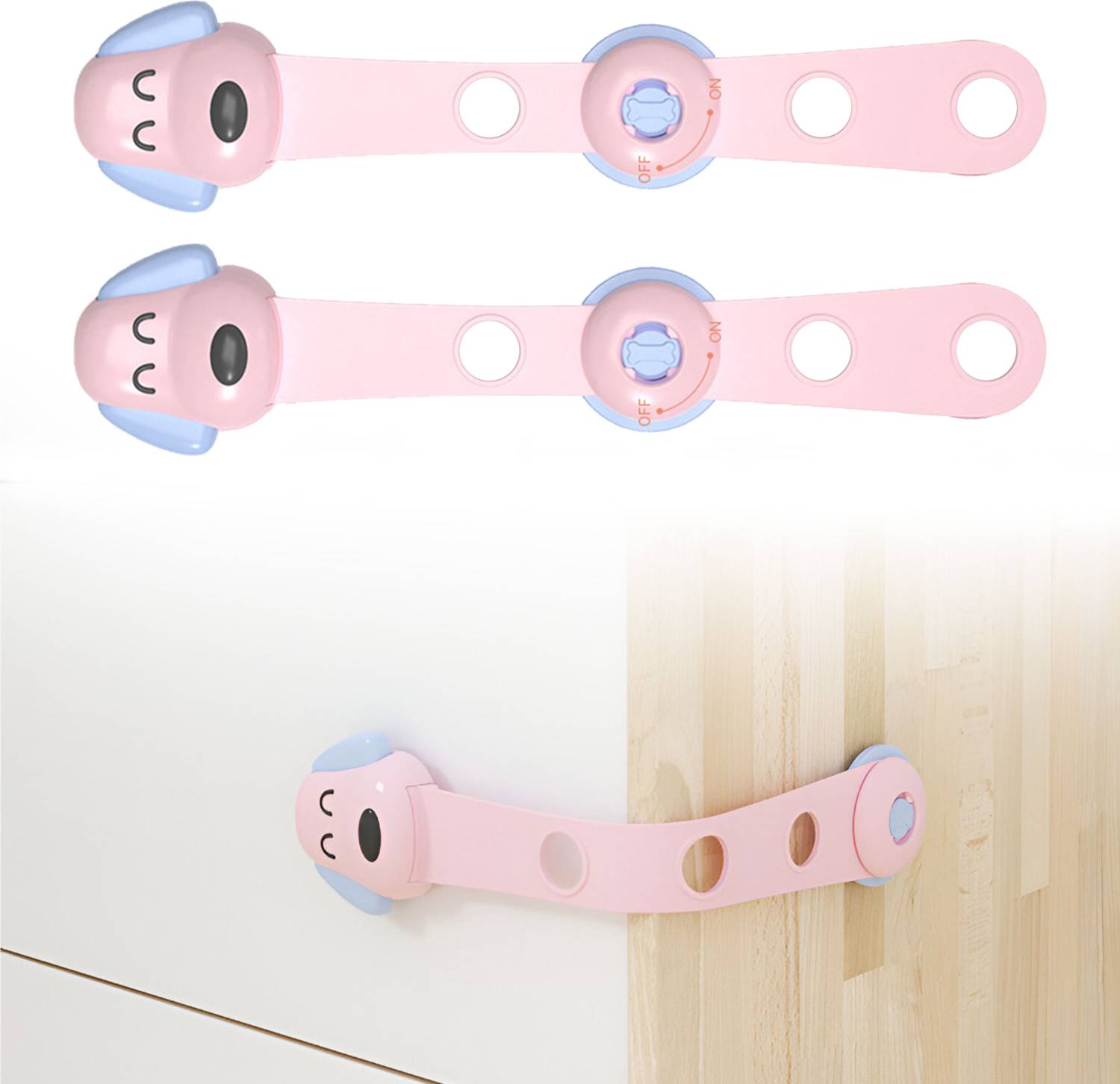Bembika Furniture Safety Locks For Kids Child Safety Lock Adjustable Lock Pink - 2 Pcs