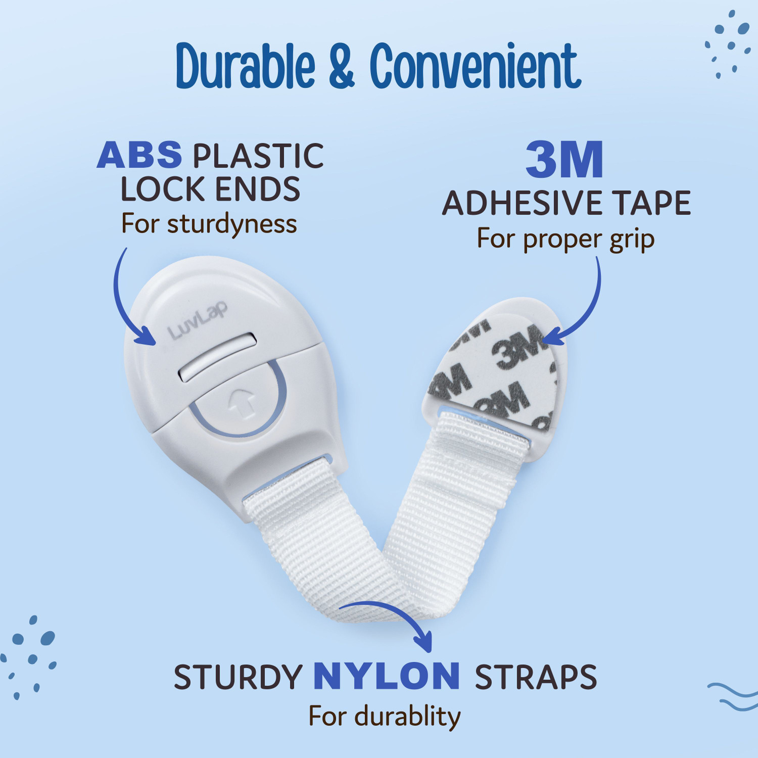 Image of LuvLap Baby Safety Furniture Locks, Pack of 10 ; Adjustable and Flexible with 3M Adhesive