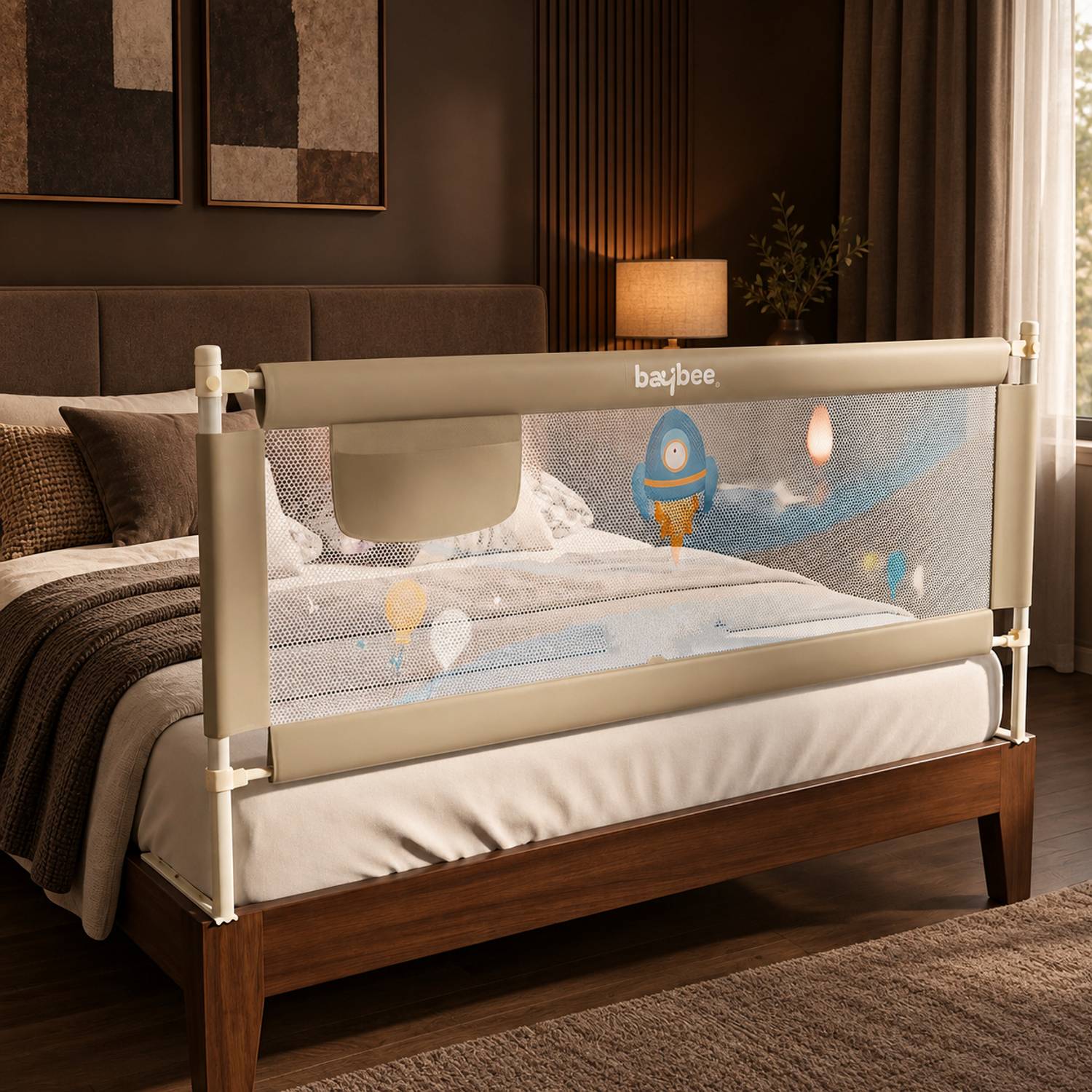 baybee Bed Rail Guard for Safety-Portable & Foldable Single Bed with Adjustable height