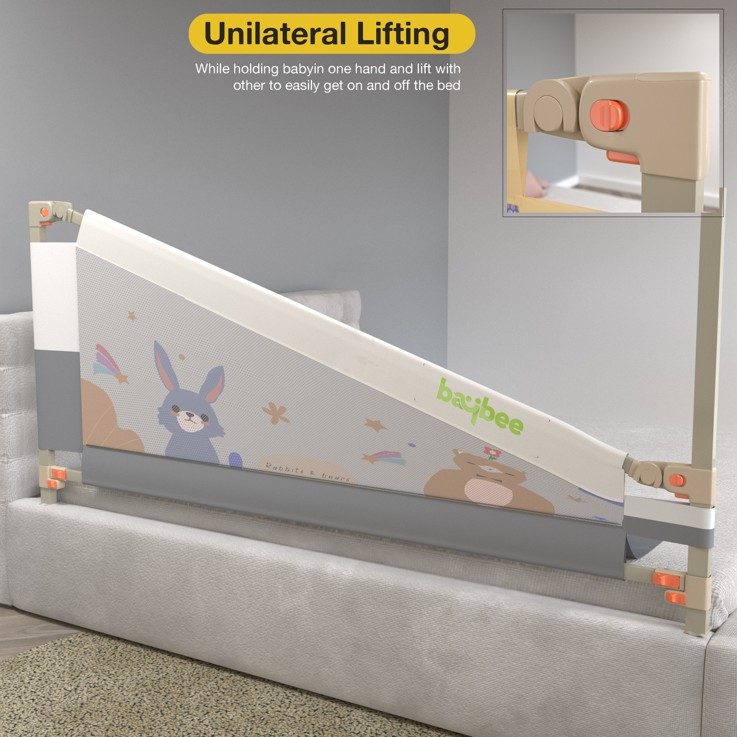 Image of baybee Baby Bed Rail Guard for Baby Safety with 28 Height Adjustable Side Protector