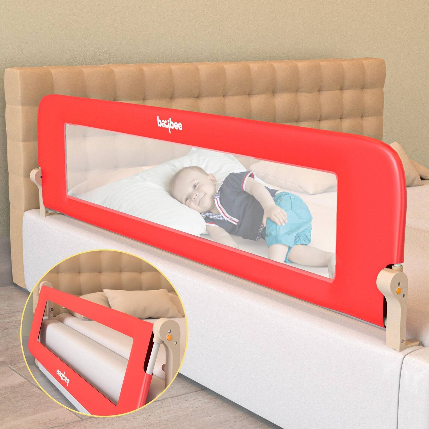 baybee Bed Rail Guard Barrier for Baby Safety Portable & Height Adjustable Fence