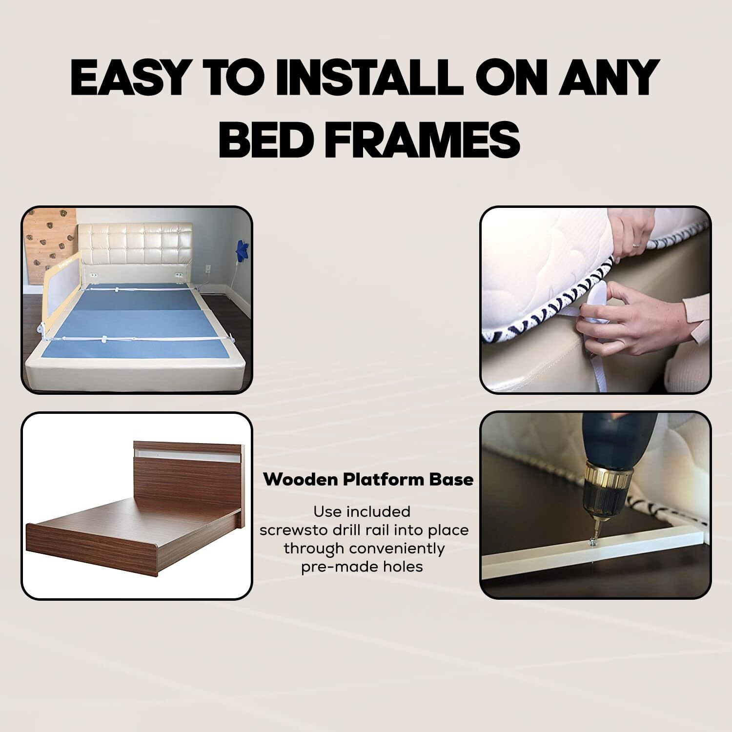Image of baybee Bed Rail Guard Barrier Baby Portable Safety Protector Fence Foldable Bed Guard