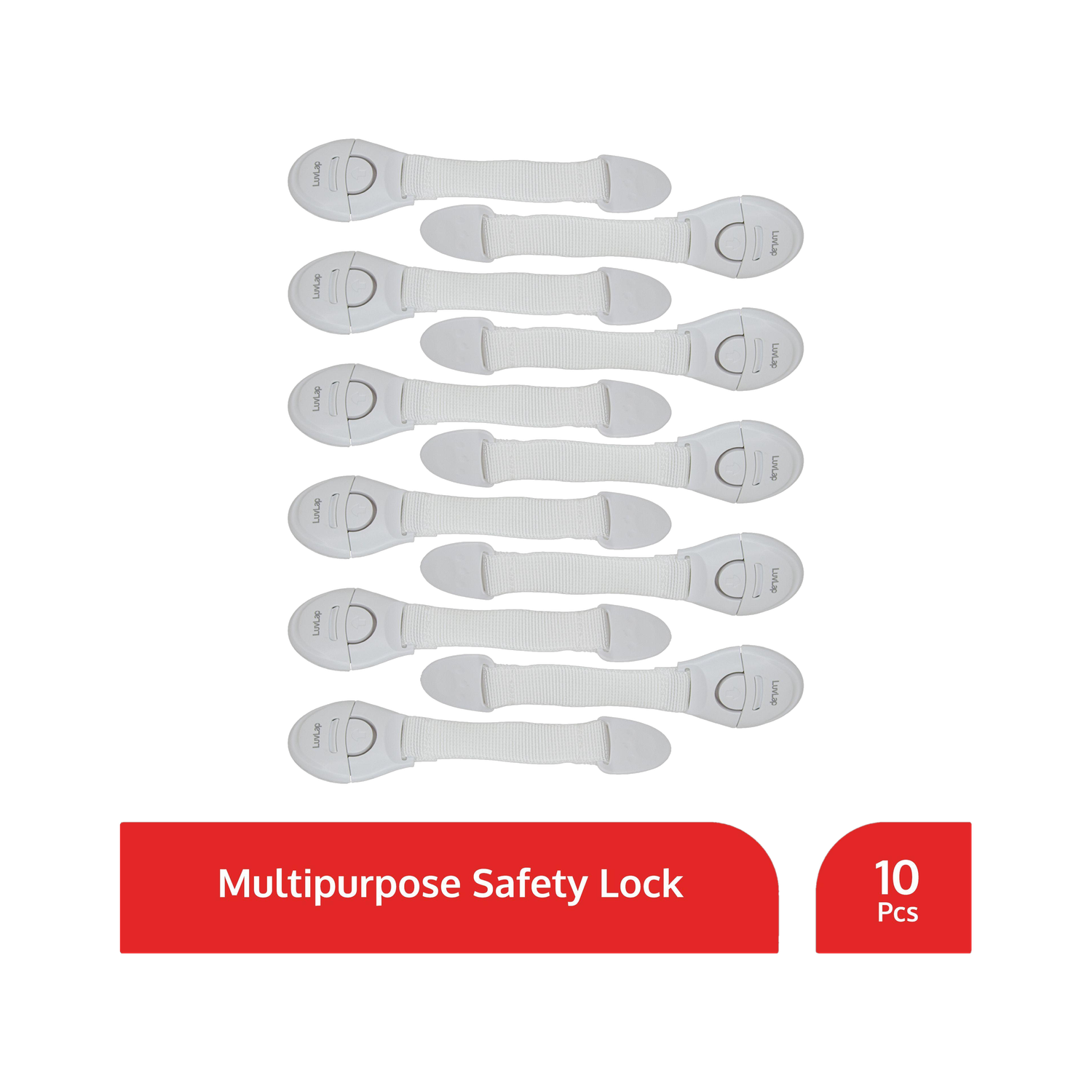 Image of LuvLap Baby Safety Furniture Locks, Pack of 10 ; Adjustable and Flexible with 3M Adhesive
