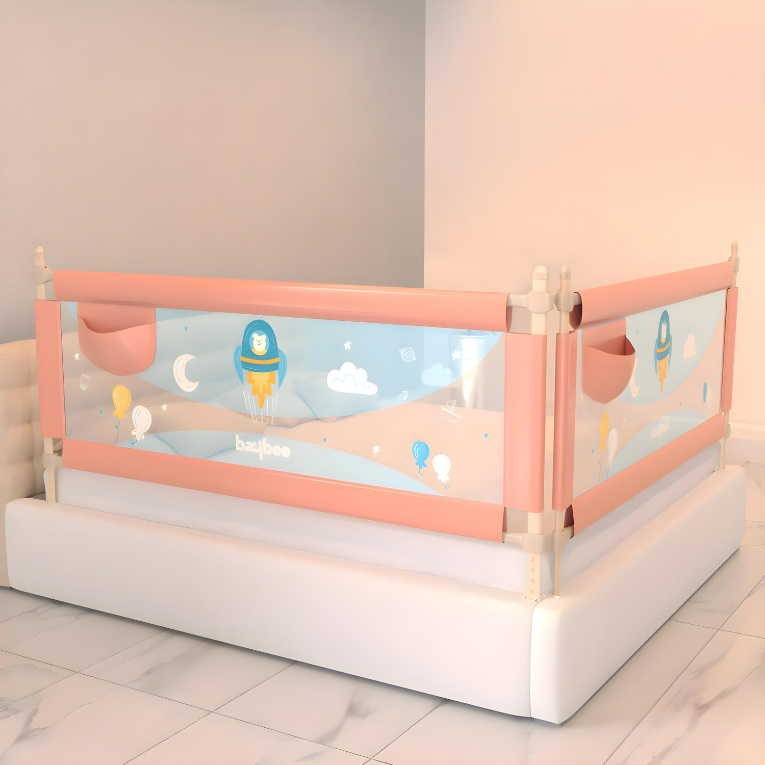 Image of baybee Bed Rail Guard Barrier Baby Portable Safety Protector Fence Foldable Bed Guard