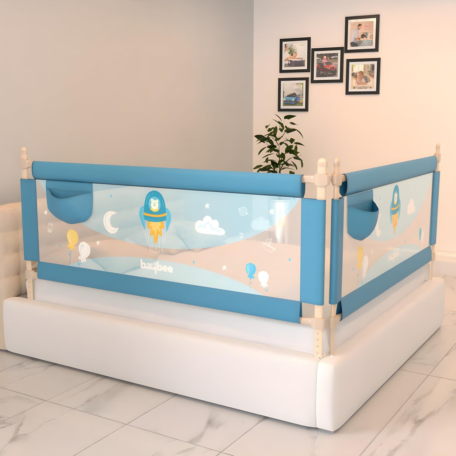 Image of baybee Bed Rail Guard Barrier Baby Portable Safety Protector Fence Foldable Bed Guard