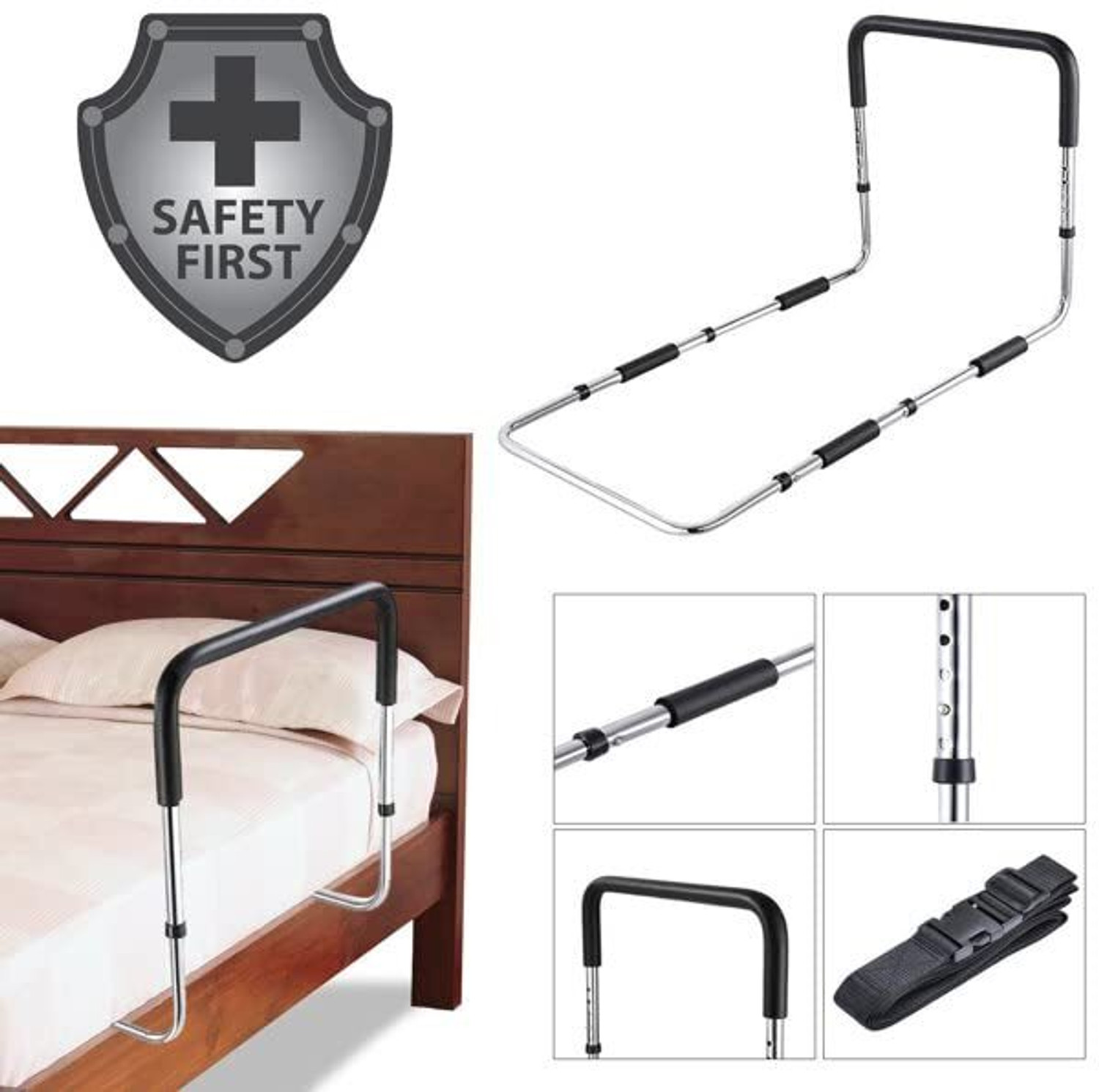 Image of veayva Bed Side Safety Rail with Height Adjustable for Elderly, Patients