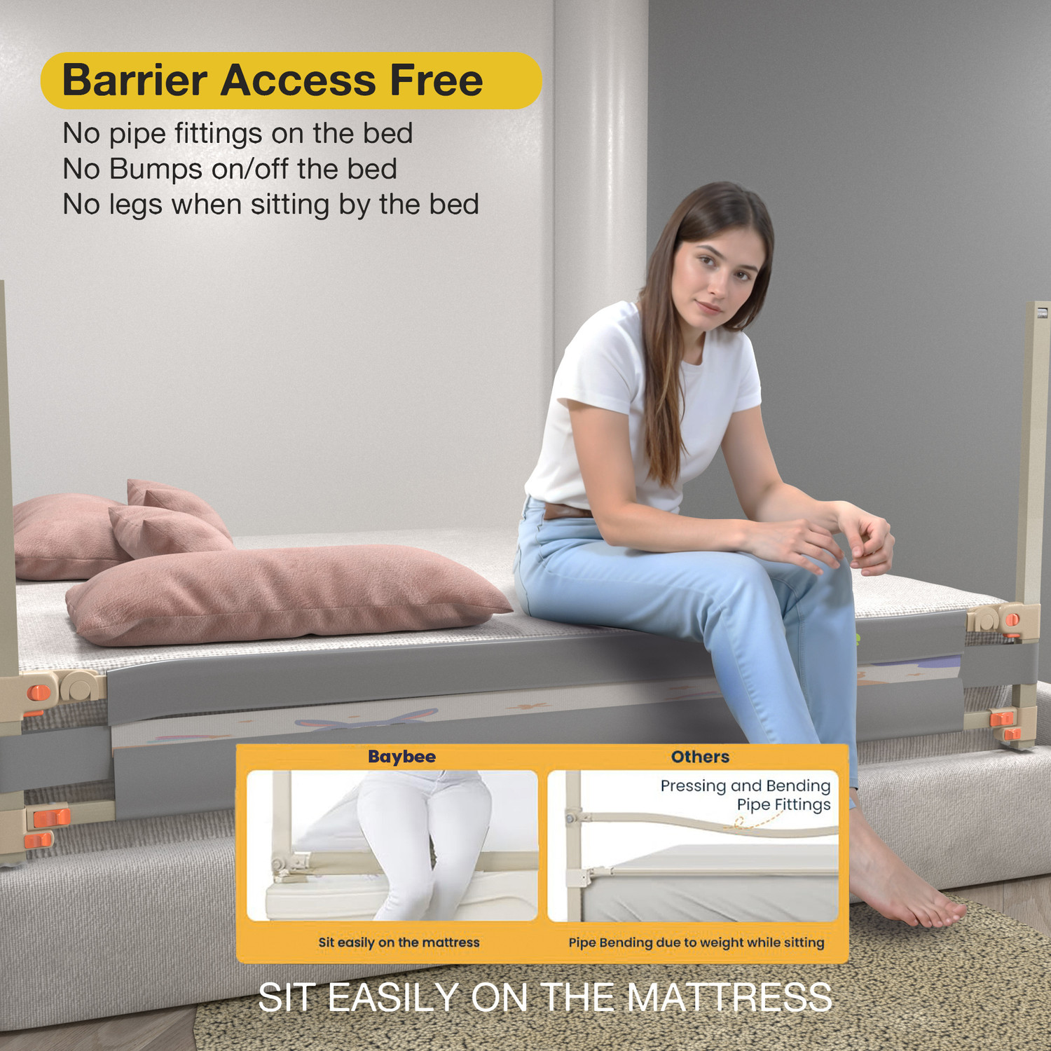 Image of baybee Baby Bed Rail Guard for Baby Safety with 28 Height Adjustable Side Protector