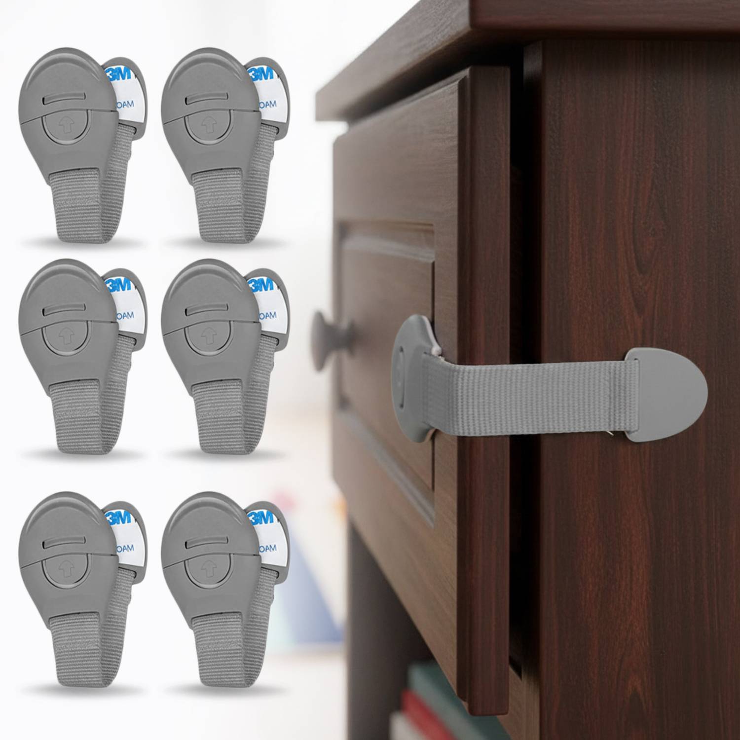 BabyPro Safety Latches (Pack of 6), for Door, Cupboard, Fridge, Drawer, Cabinet Locks