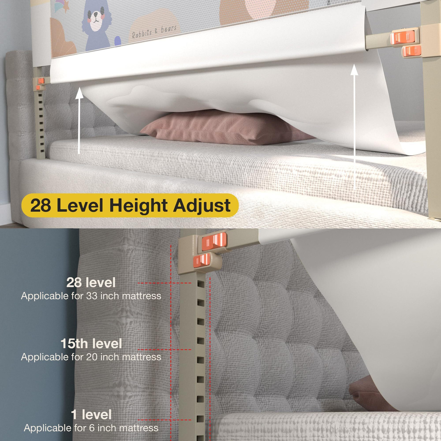 Image of baybee Baby Bed Rail Guard for Baby Safety with 28 Height Adjustable Side Protector