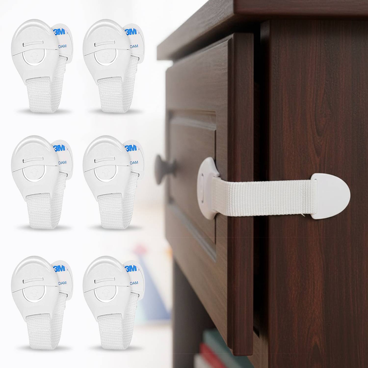 BabyPro Safety Latches (Pack of 6), for Door, Cupboard, Fridge, Drawer, Cabinet Locks