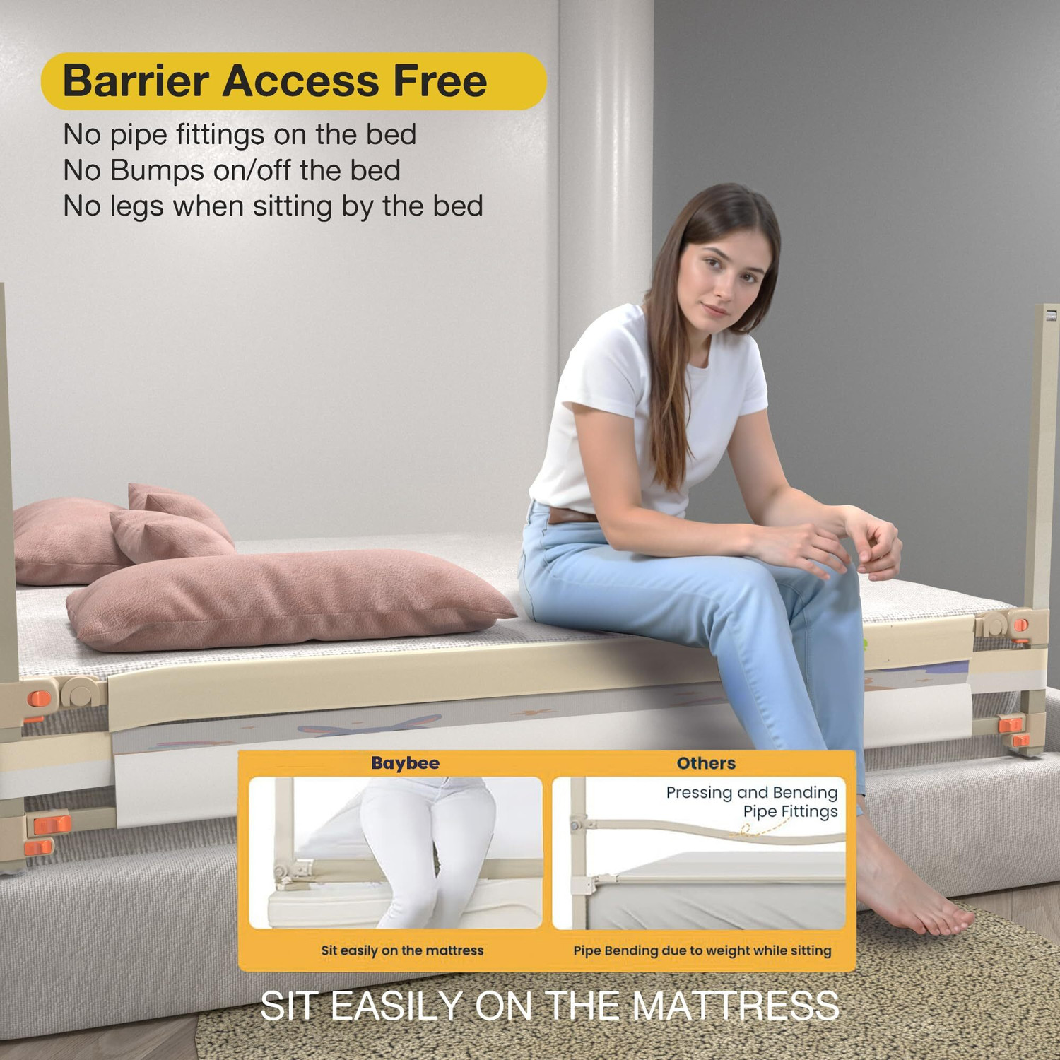 Image of baybee Baby Bed Rail Guard for Baby Safety with 28 Height Adjustable Side Protector