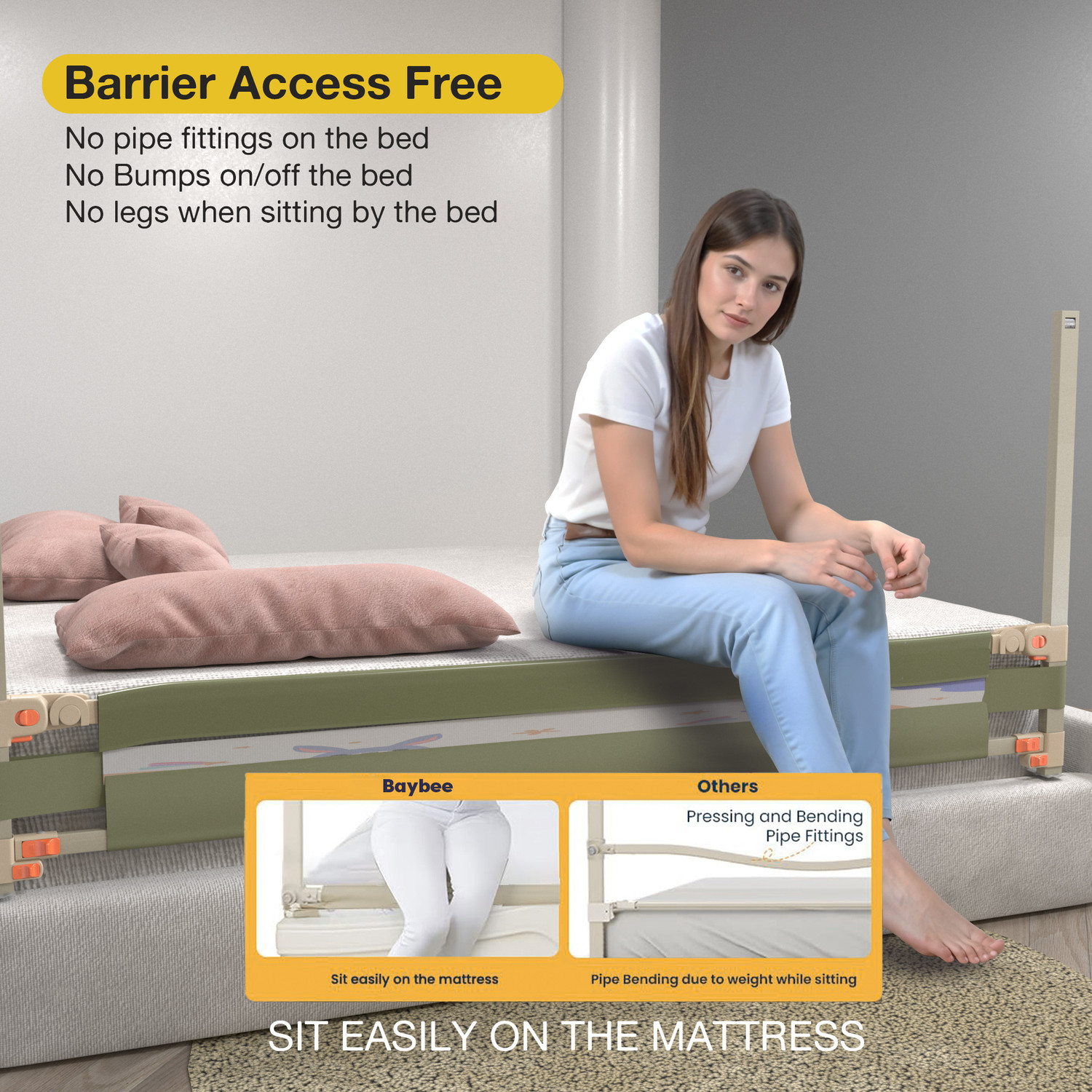 Image of baybee Baby Bed Rail Guard for Baby Safety with 28 Height Adjustable Side Protector