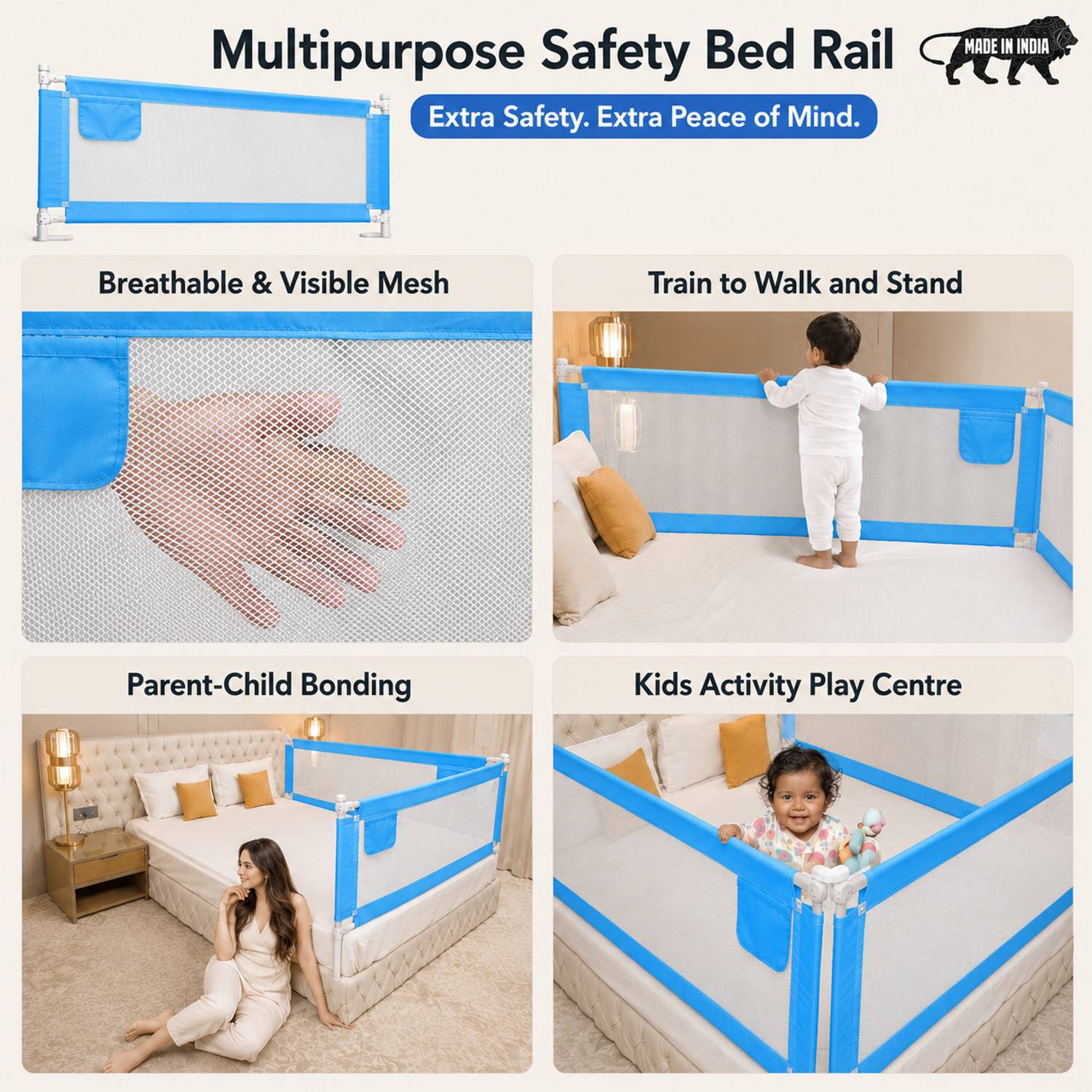 KIDDERY Baby Toddler Safety Bed Rails Red - Image 3