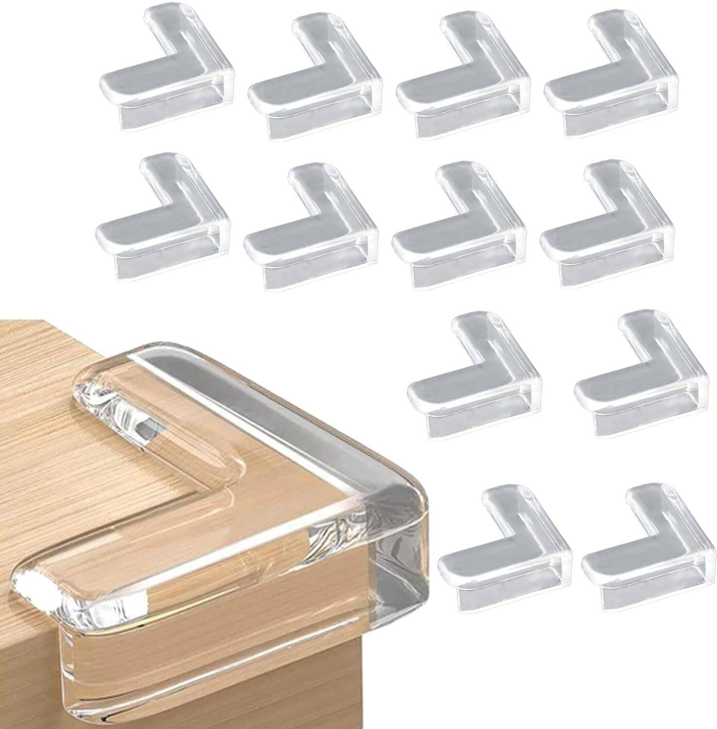 XKJQ Transparent L-Shaped Baby Proofing Corner Guards & Edge Protectors (12 PCS)