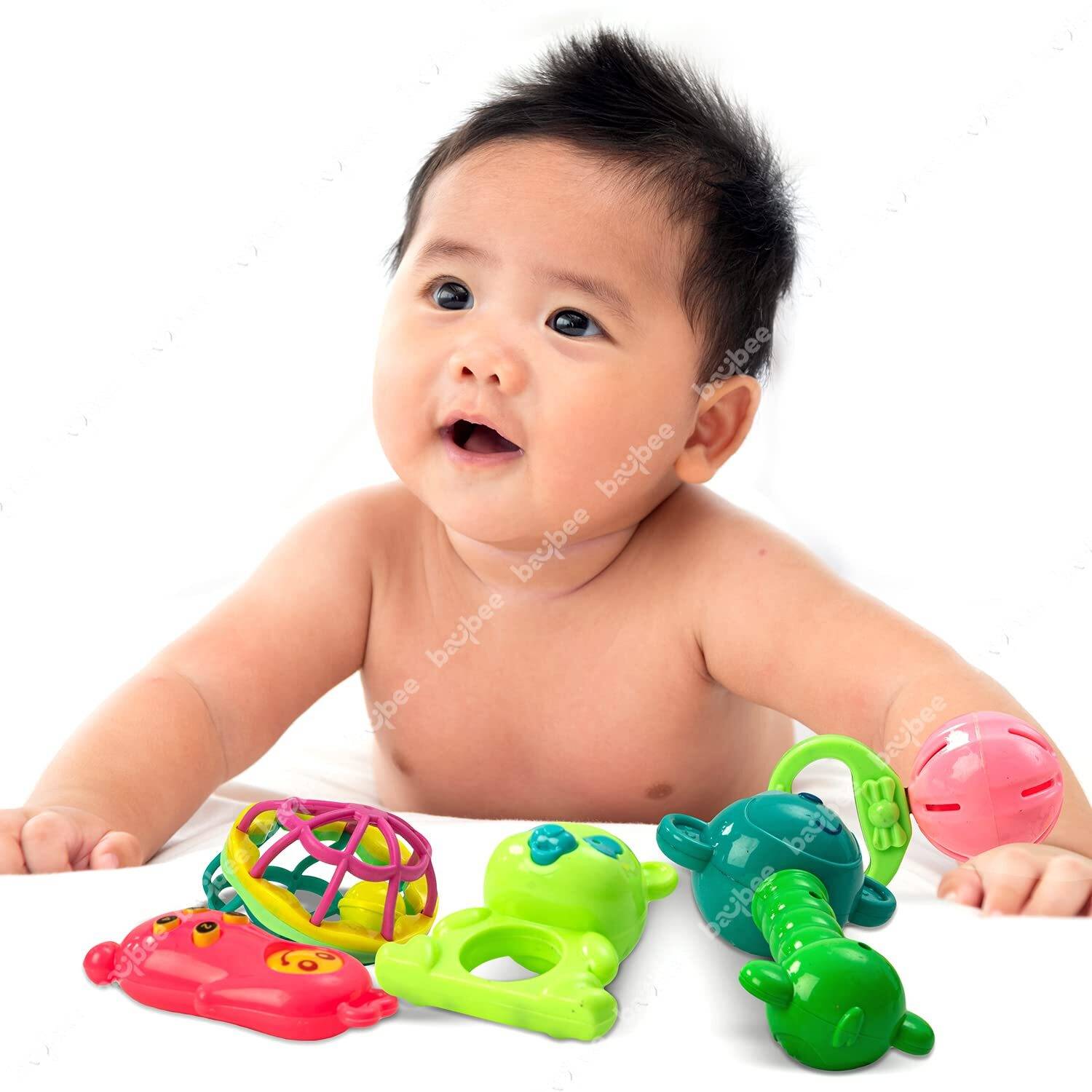 baybee Baby Toys Rattles Set for Babies 0-6 Months, Non-Toxic 5 Attractive Rattle Set Rattle