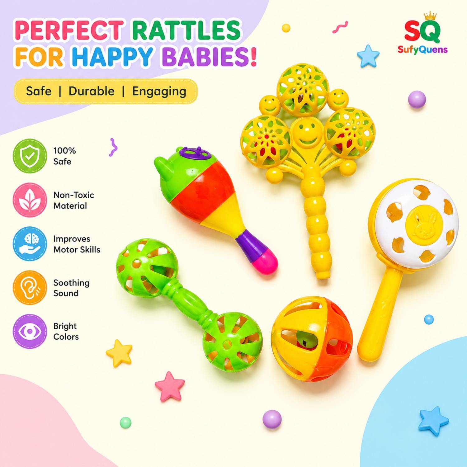 SufyQuens Baby Rattle Toy Set Multicolor - Image 2