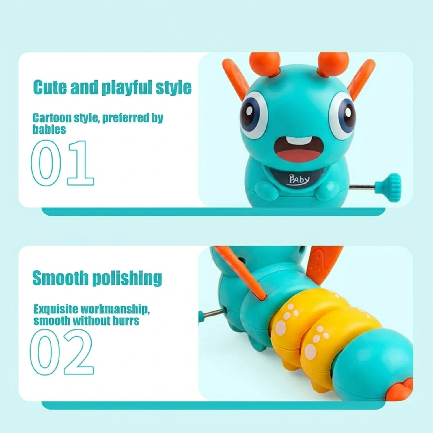 Image of PANDA NEST Caterpillar Toys for Kids - Moving Baby Rattle Toys Safe Non-Toxic Infant Toys Rattle (Multicolor)