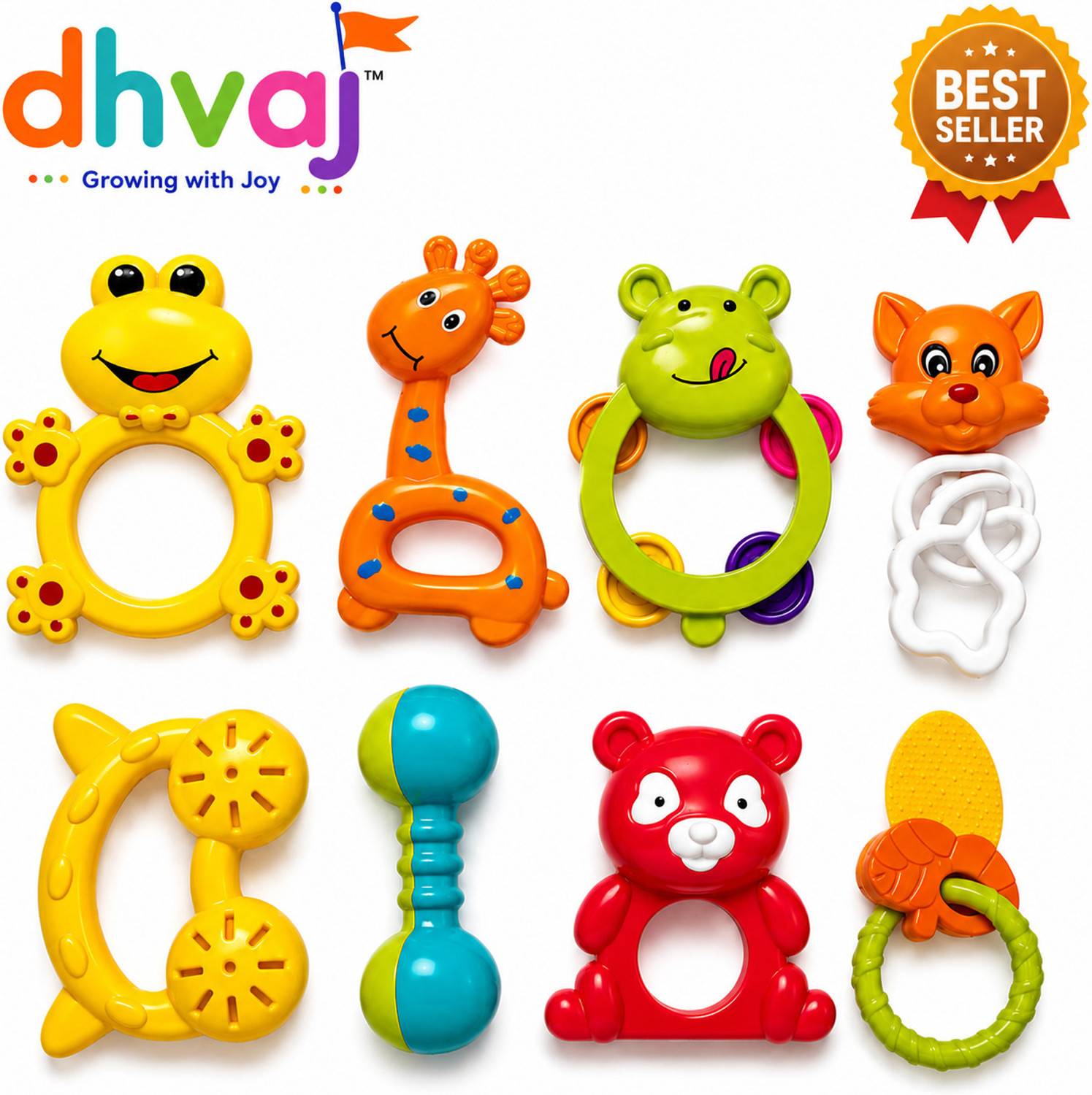 Image of DHVAJ Toddlers buddy rattle set Toys for kids 8 pcs Rattle