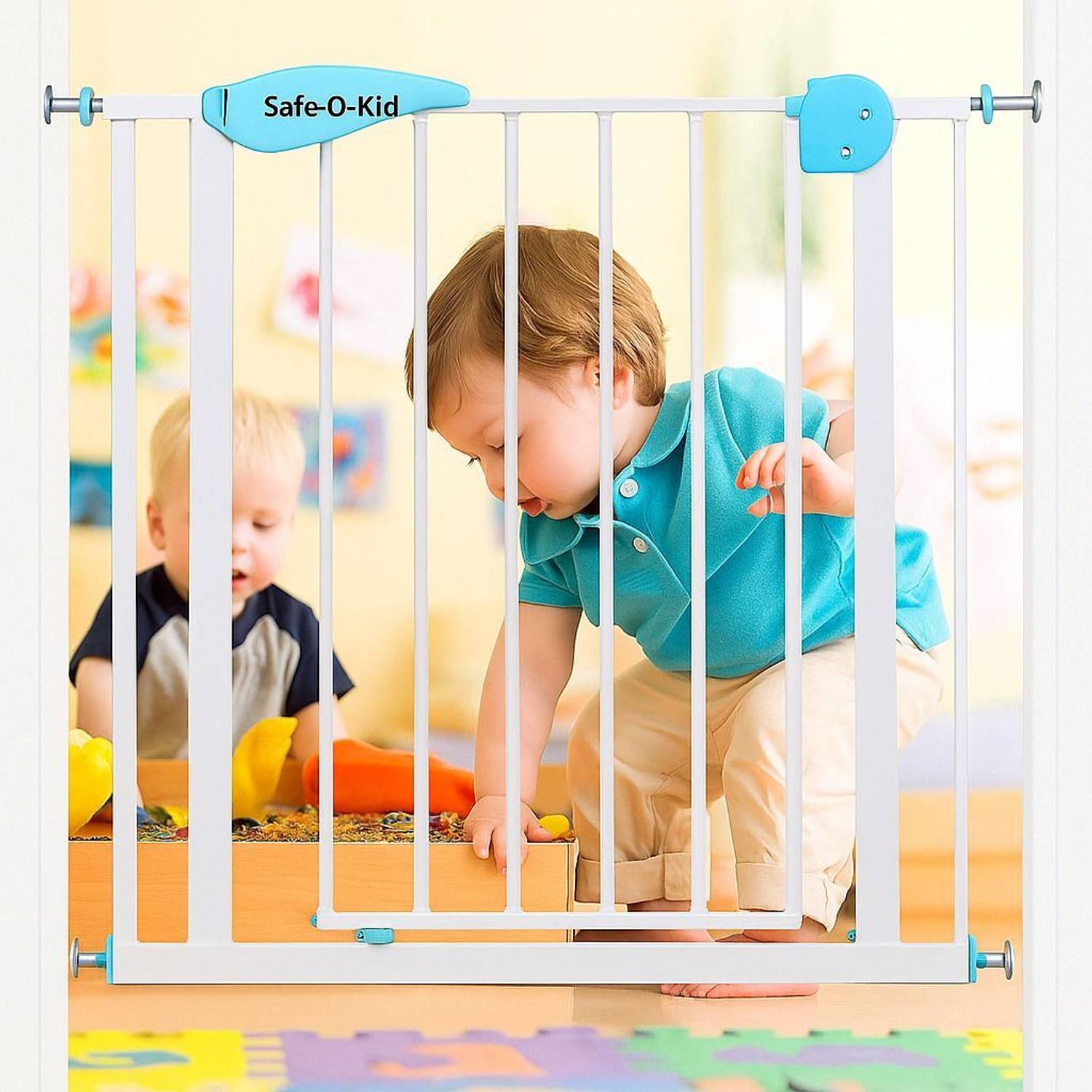 Safe-o-kid Adjustable 1-Year Warranty, No Drill Required (75-95 cm) 2-Way Auto-Close Baby Safety Gate