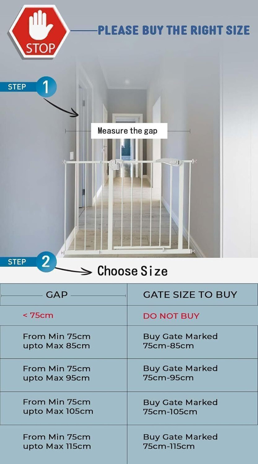 Image of Safe-o-kid Adjustable 1-Year Warranty, No Drill Required (75-85 cm) 2-Way Auto-Close Safety Gate