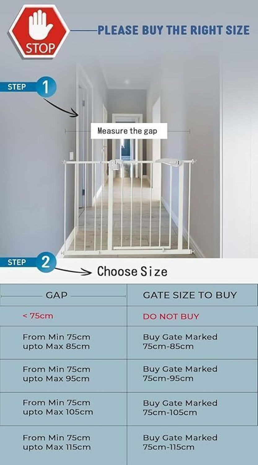 Image of Safe-o-kid Baby Safety Gate (75-130cm) 1 Year Warranty, Adjustable Metal Auto Close Child Safety Gate