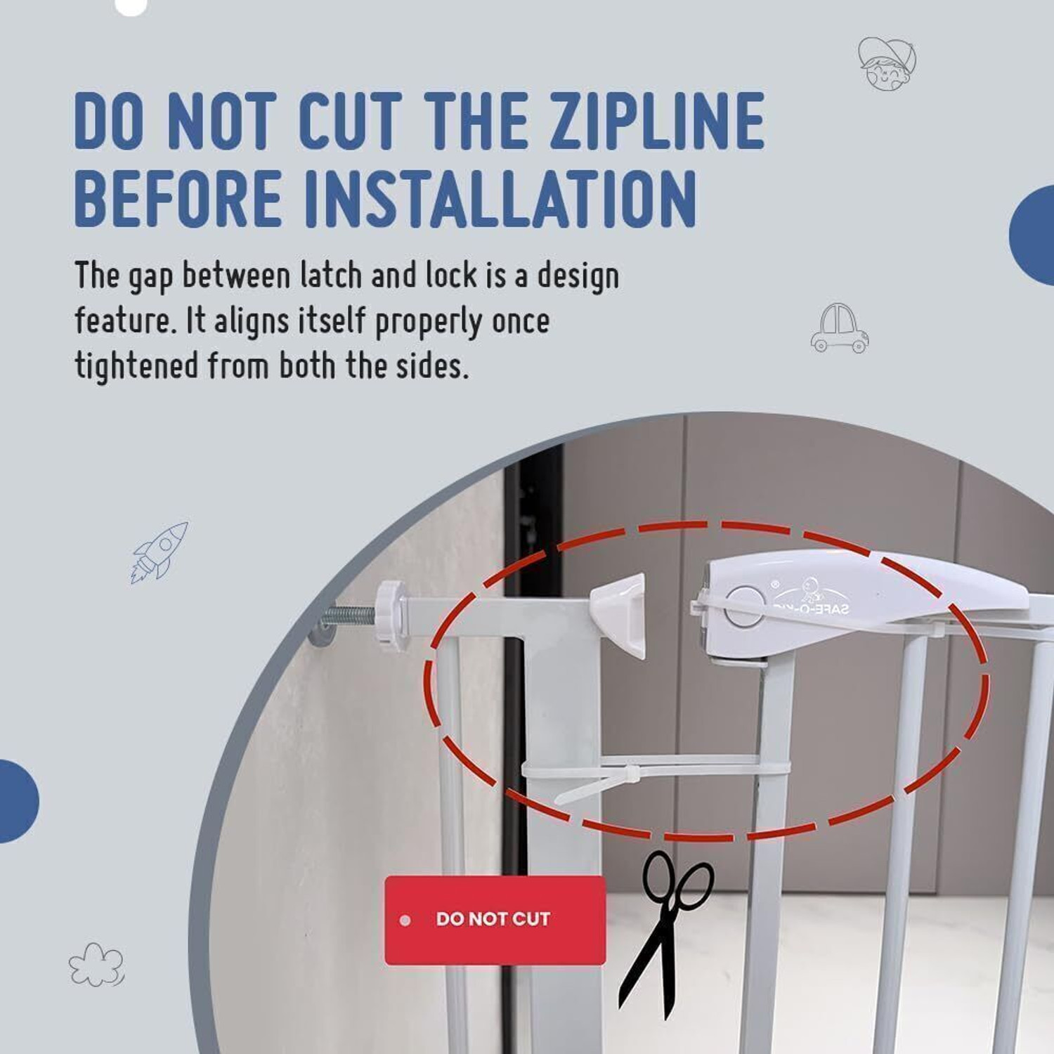 Image of Safe-o-kid Adjustable 1-Year Warranty, No Drill Required (75-105 cm) 2-Way Auto-Close Baby Safety Gate