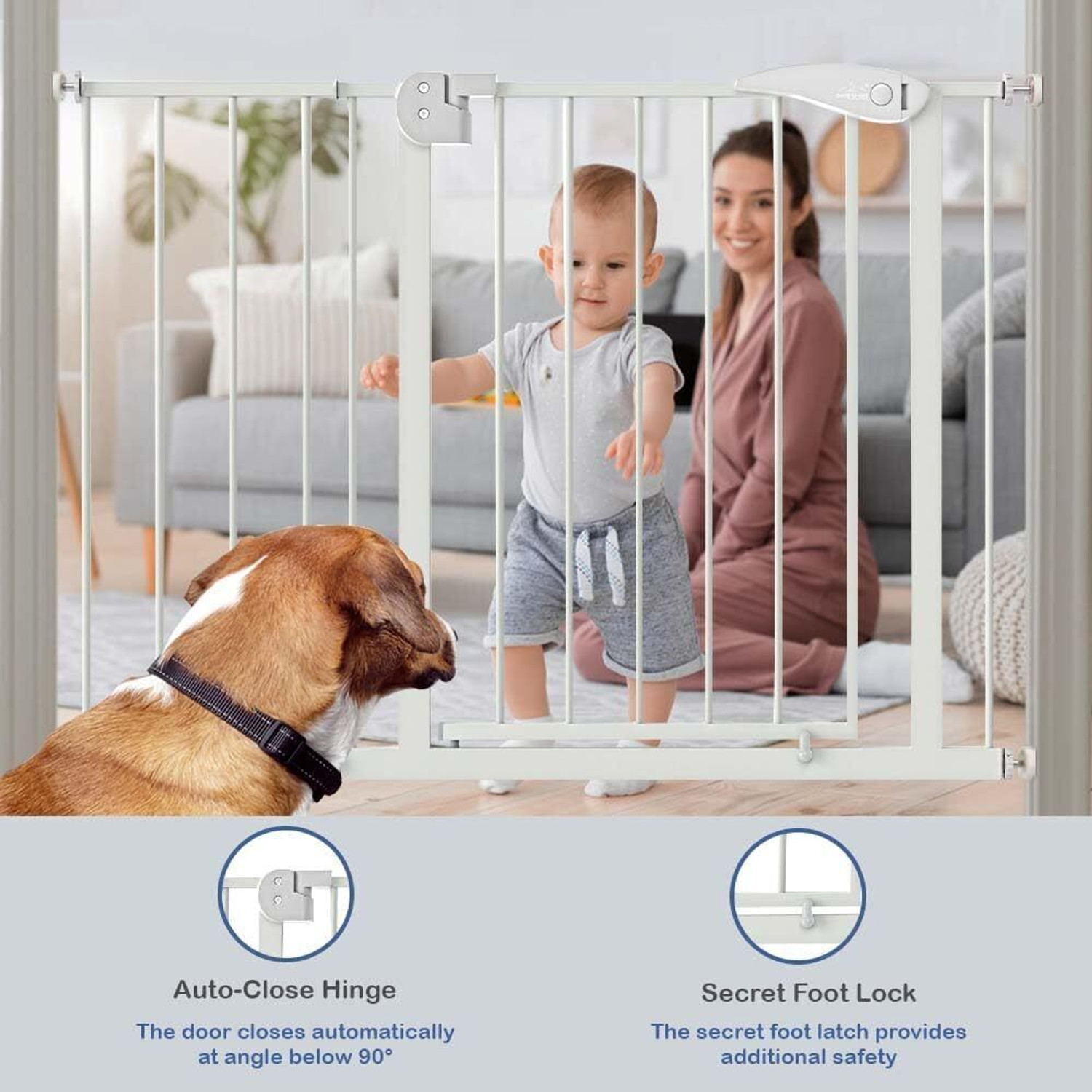 Image of Safe-o-kid Baby Safety Gate (75-115cm) 1 Year Warranty, Adjustable Metal Auto Close Child Safety Gate