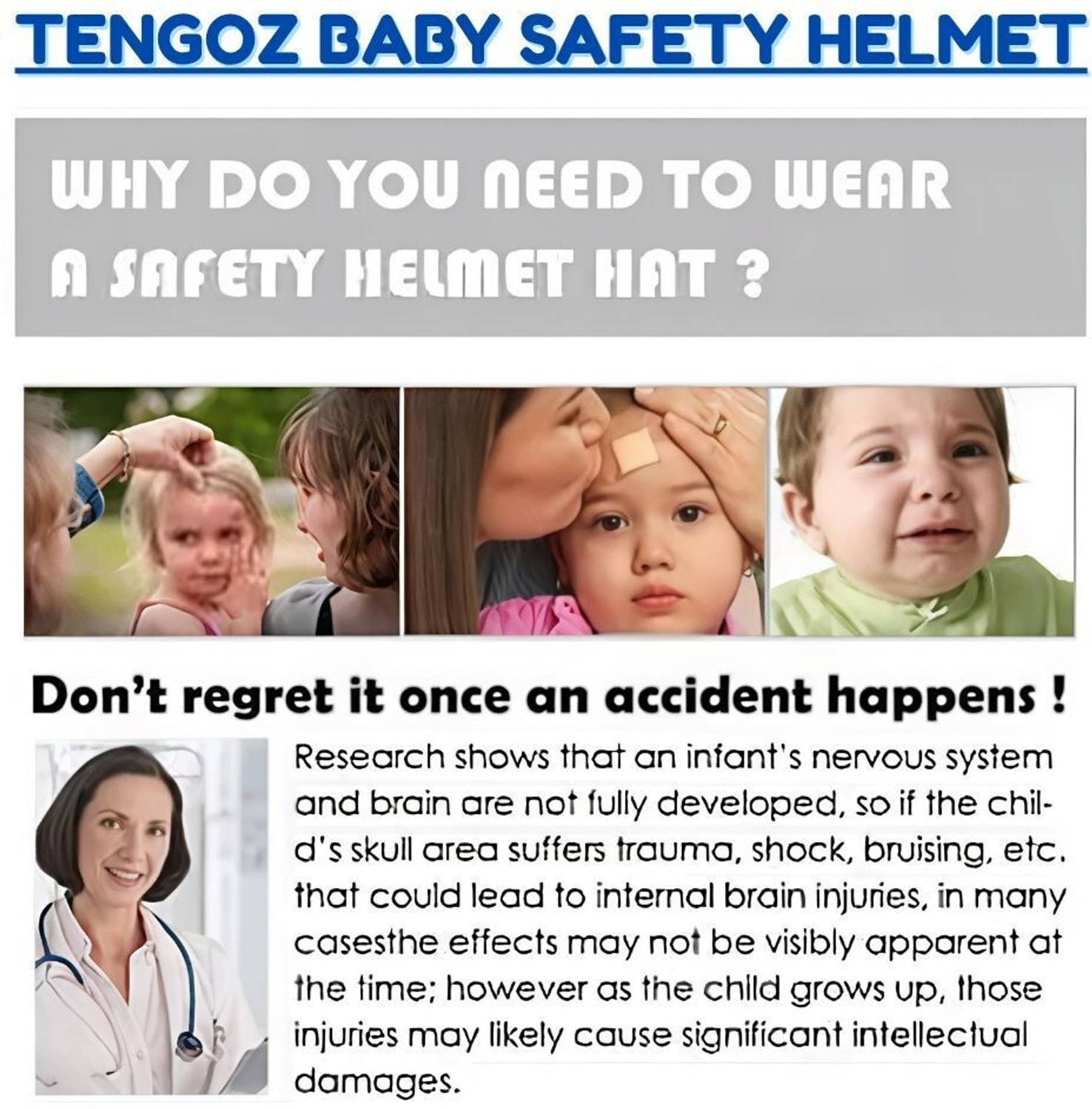 TENGOZ Safety Baby Helmet Blue - Image 5