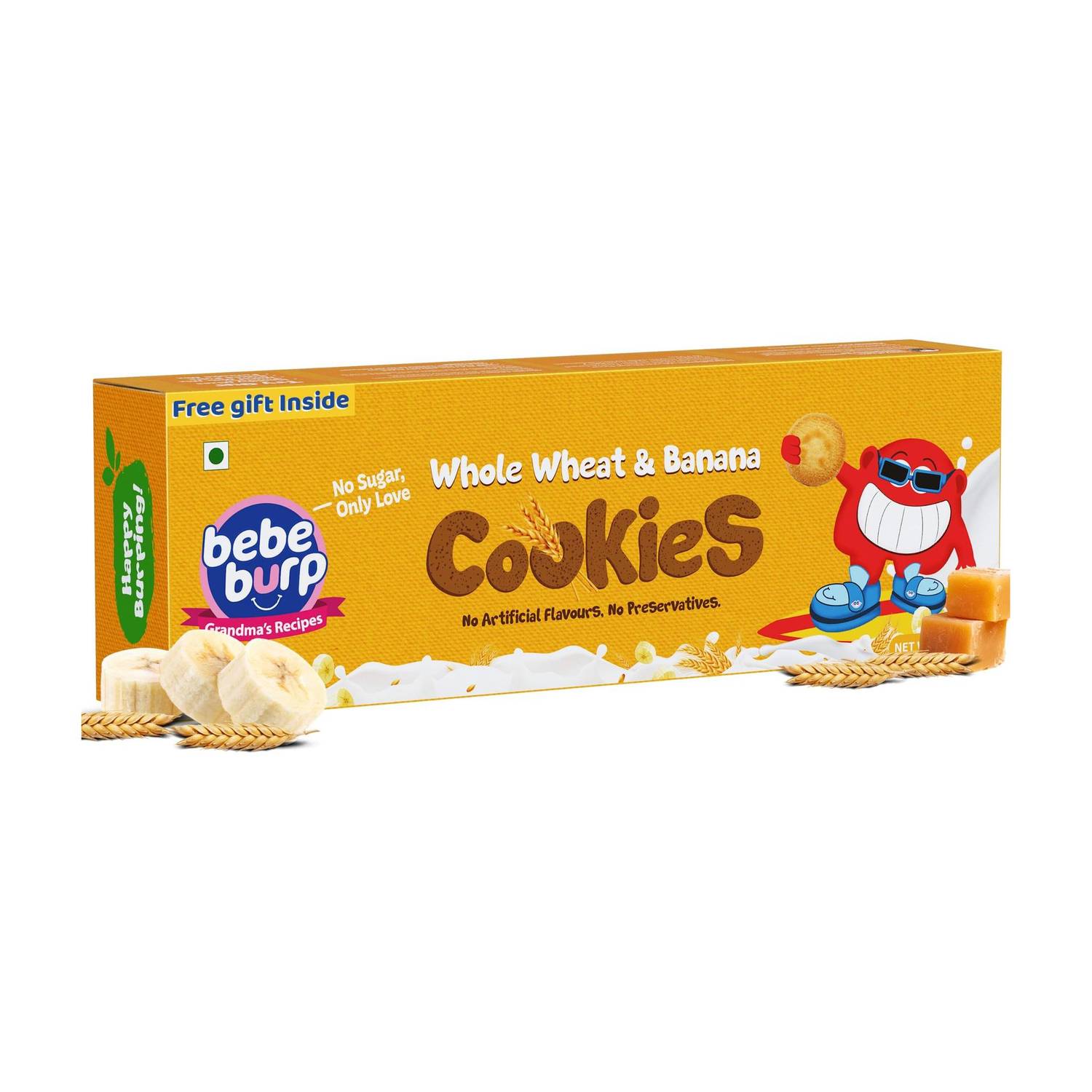 bebe burp Healthy Whole Wheat Cookies for Kids 150g | No Maida, No Refined Sugar Baby Snacks 150 g