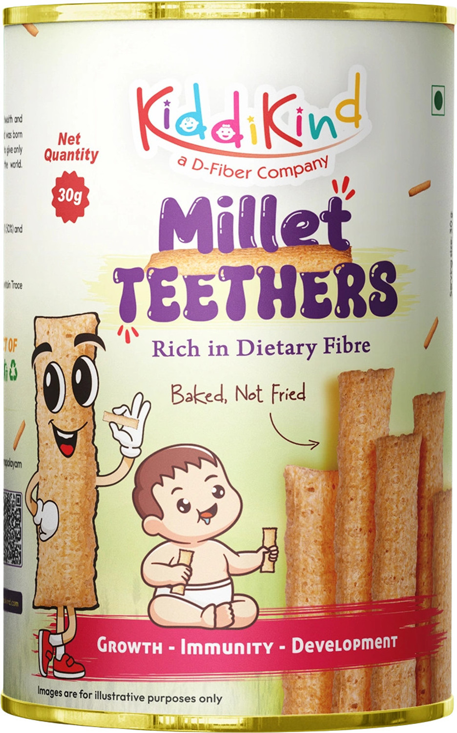 Image of Kiddikind Millet Teethers for Babies 6+ Months | No Maida, No Sugar, Preservative Free Baby Finger Foods 30 g