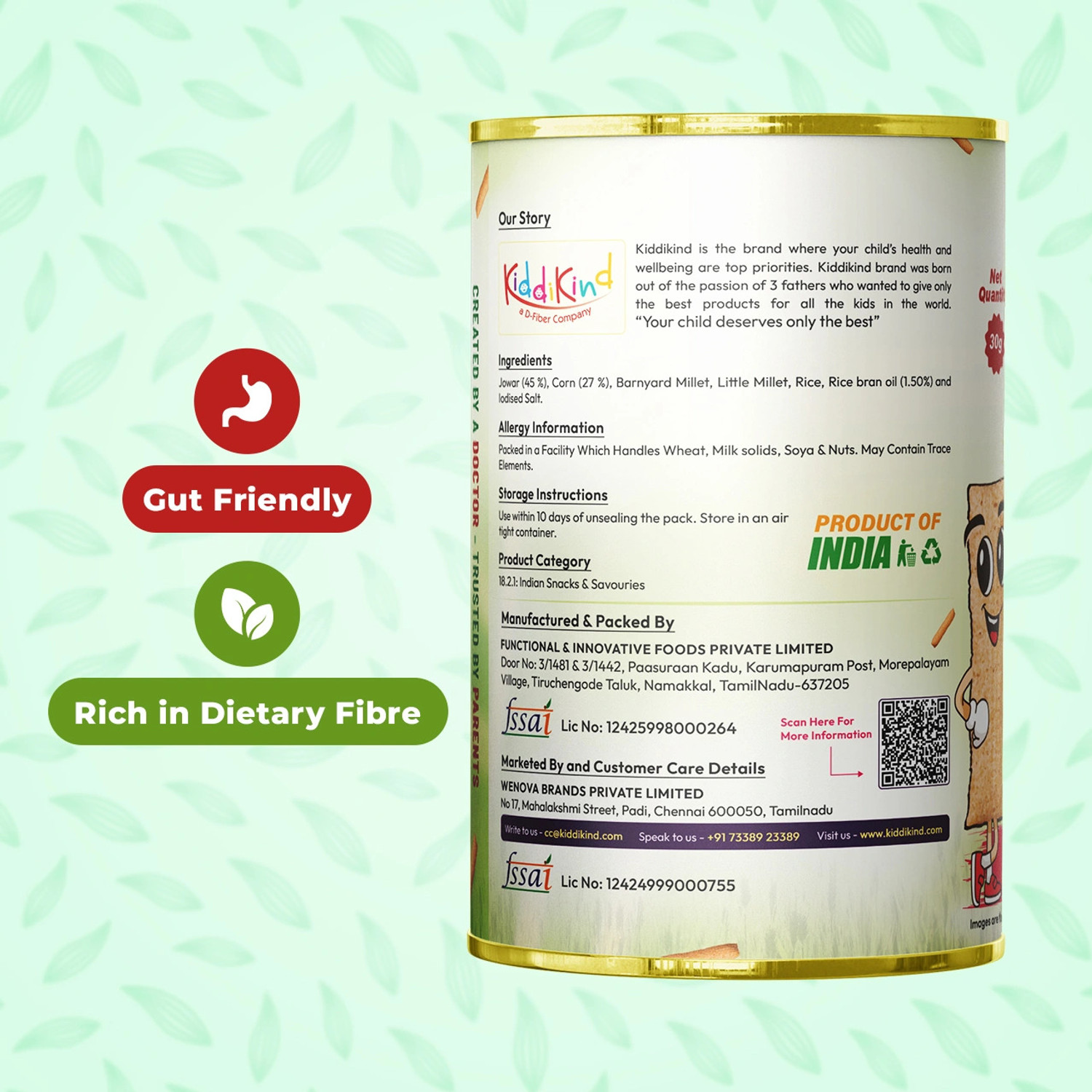 Image of Kiddikind Millet Teethers for Babies 6+ Months | No Maida, No Sugar, Preservative Free Baby Finger Foods 30 g