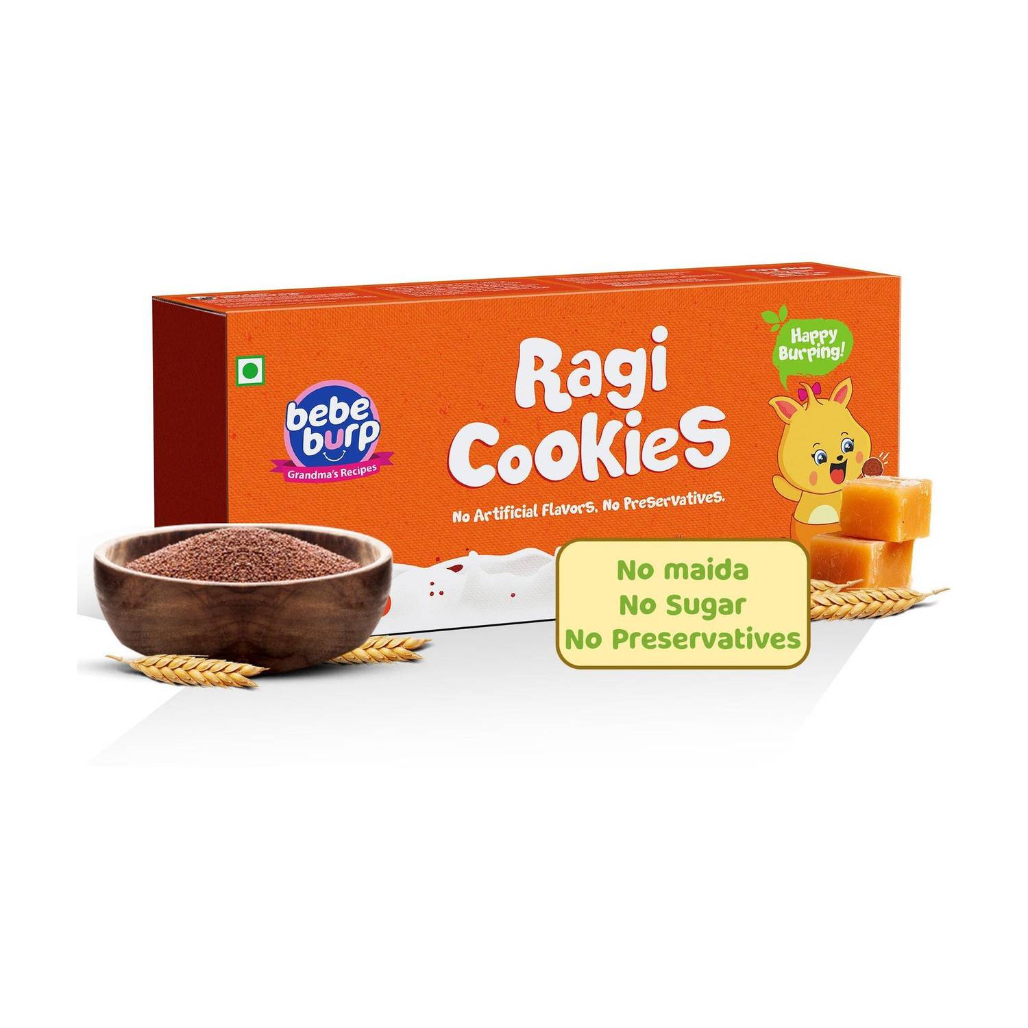 bebe burp Organic Ragi Cookies,Tasty & Healthy Kids Biscuit Snacks Baby Snacks 150 g