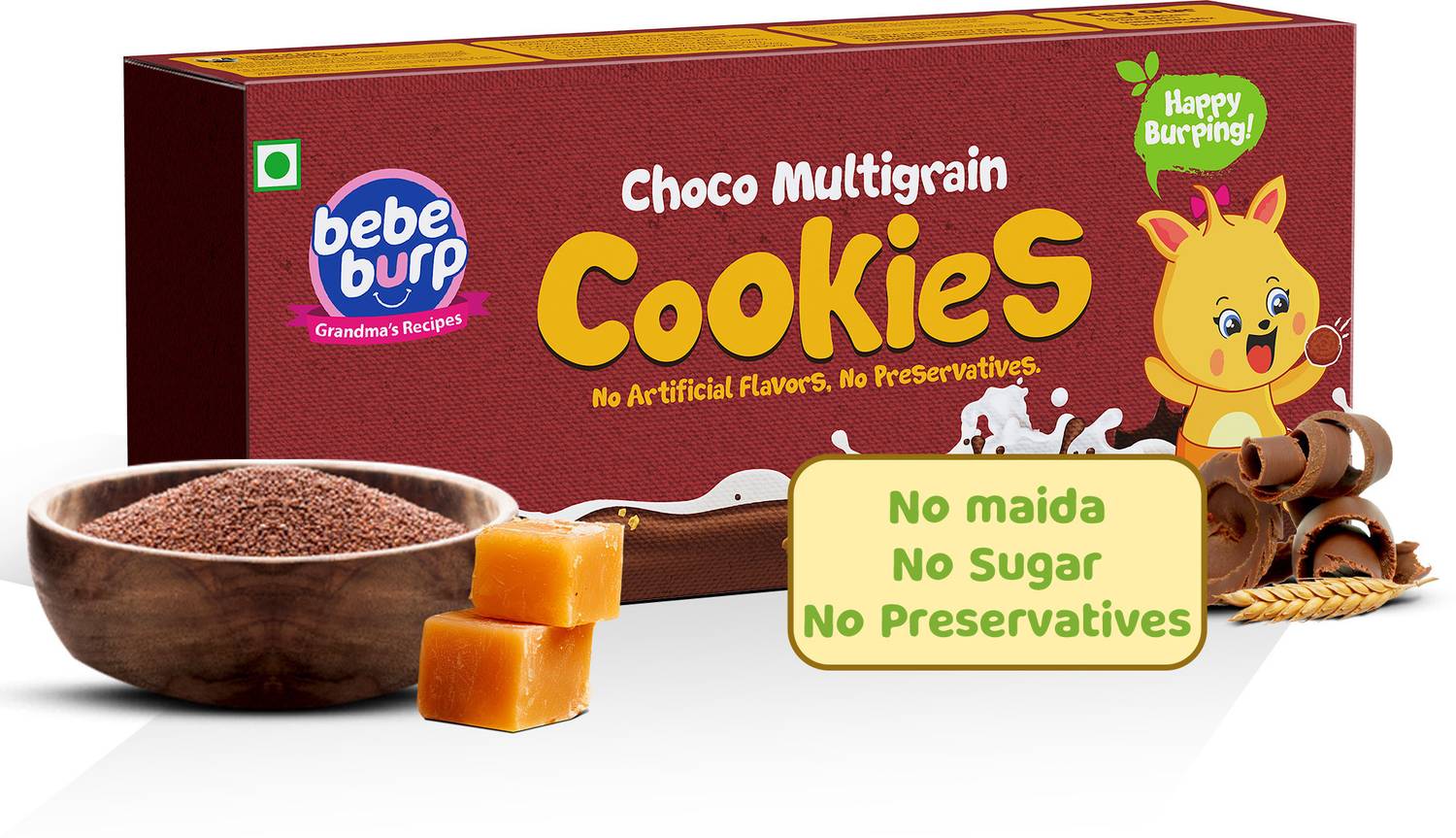 bebe burp Organic Choco Multigrain Cookies,Tasty & Healthy Kids Biscuit Snacks Baby Snacks 150 g