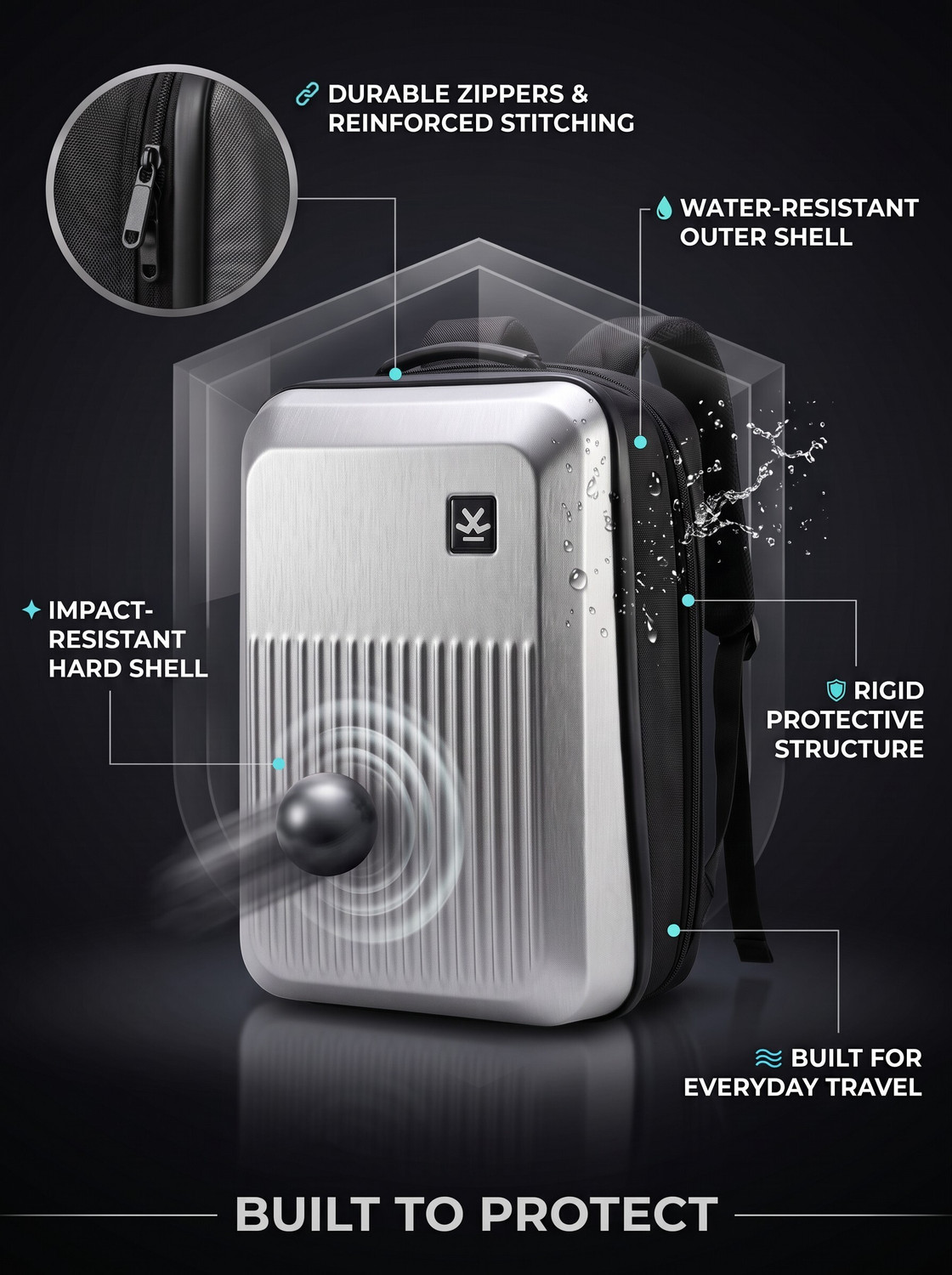 Image of WROGN Medium 26 L Laptop Backpack Hybrid- Perfect Bend of Hard and Soft Material (Silver)
