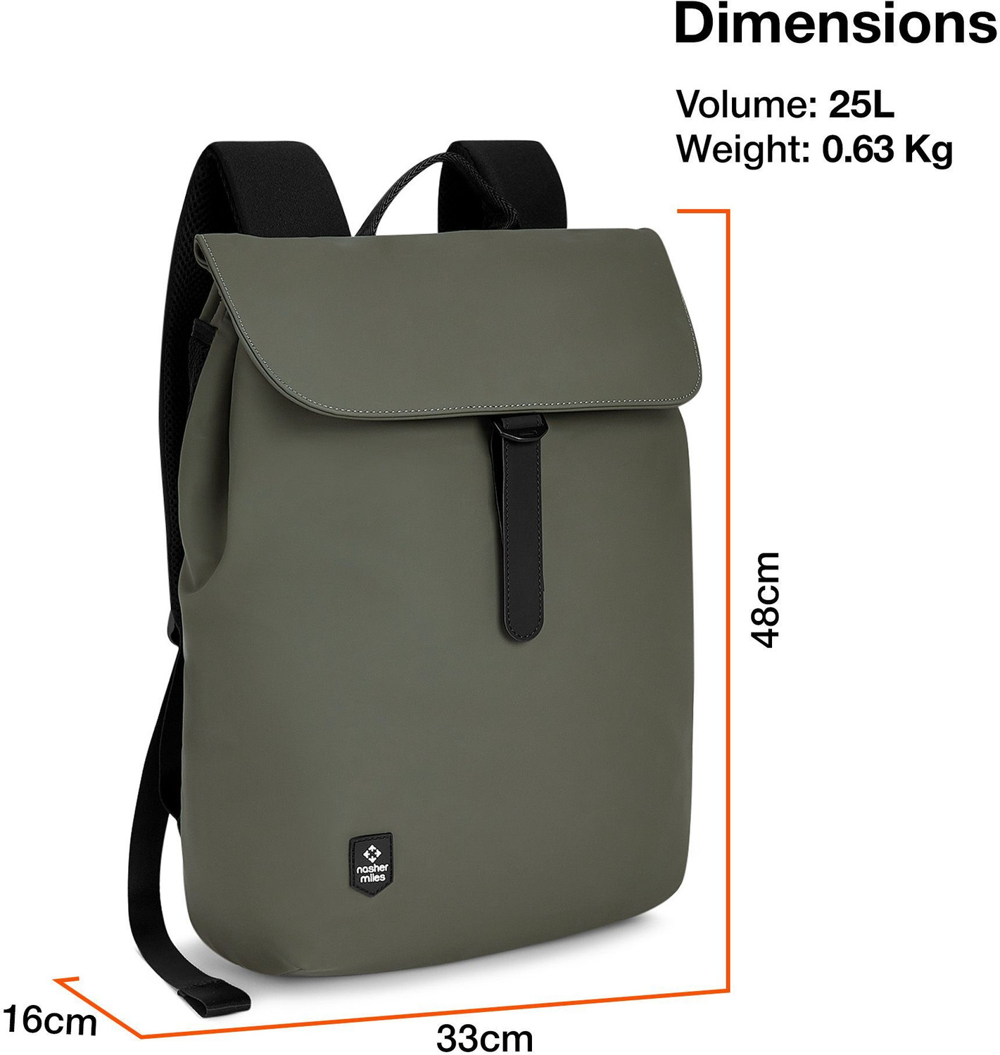 Image of NASHER MILES Soho Laptop Backpack for Men & Women|Collage /Casual /School|25L,Olive 25 L Laptop Backpack