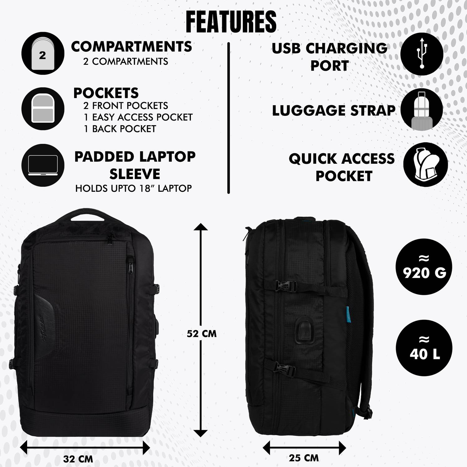 F Gear Blackhawk 40 L Laptop Backpack - Image 2